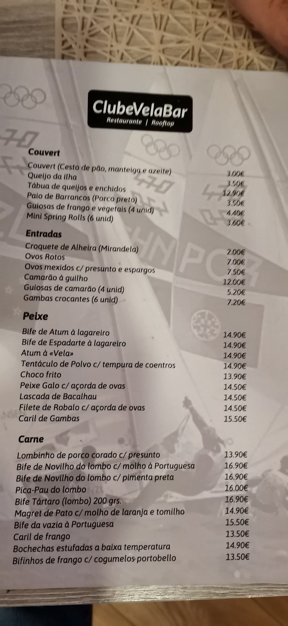 Naval Barreiro Club Menu