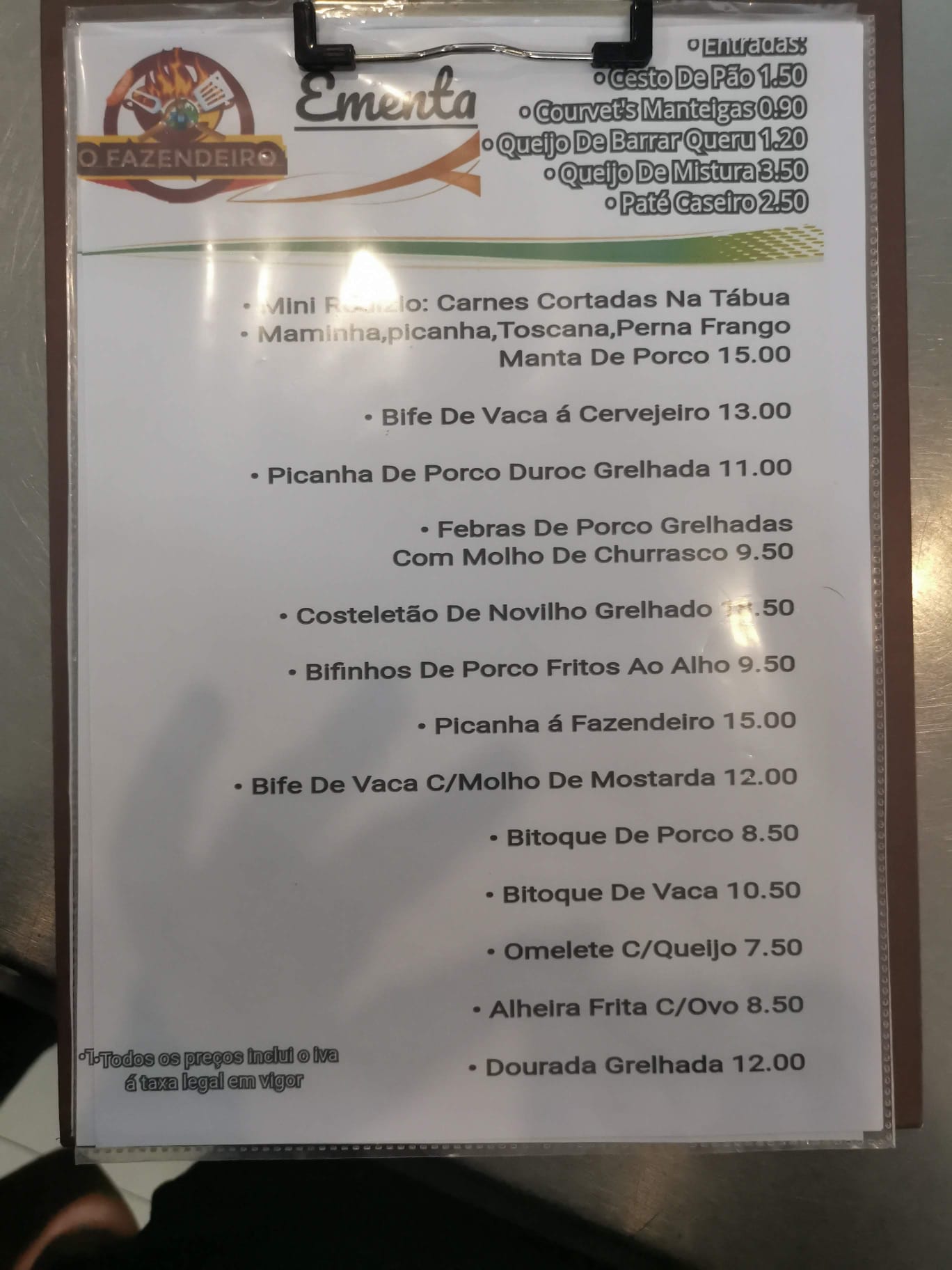 O Fazendeiro Menu
