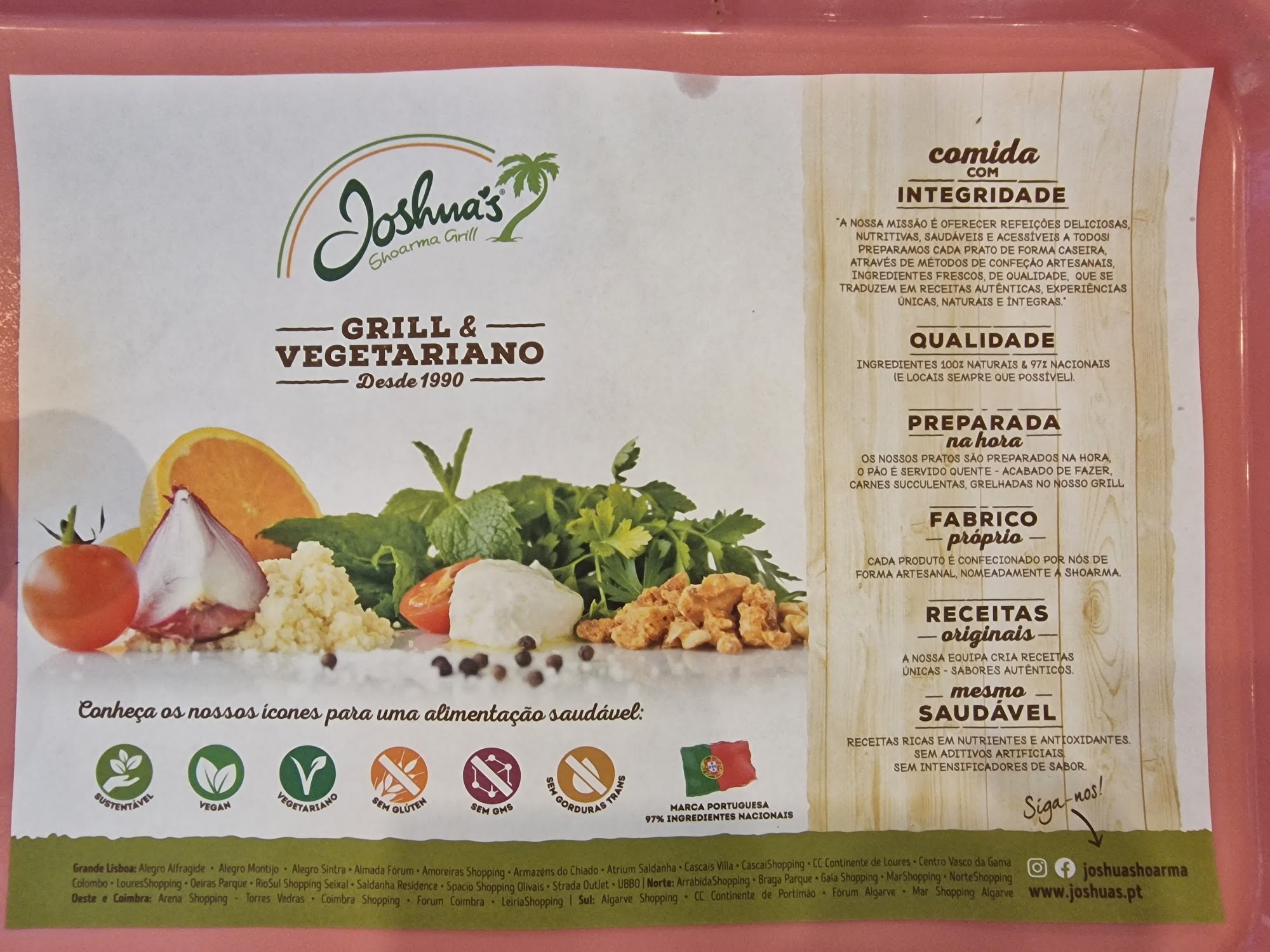 Joshua's Shoarma Gril Menu