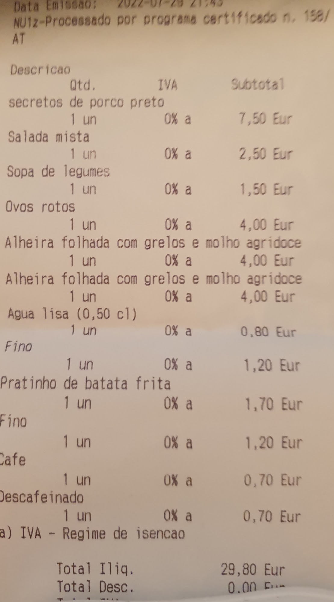 Taberna Da Soninha Menu