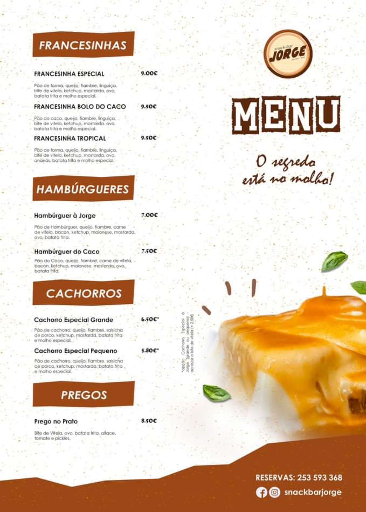 Snack Bar Jorge Menu