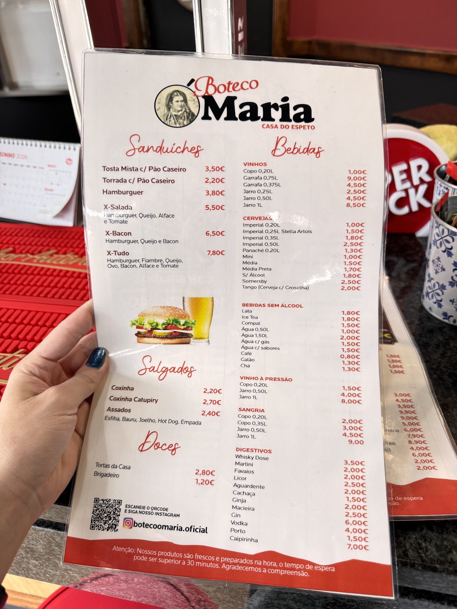 Bar Boteco Ò Maria Menu