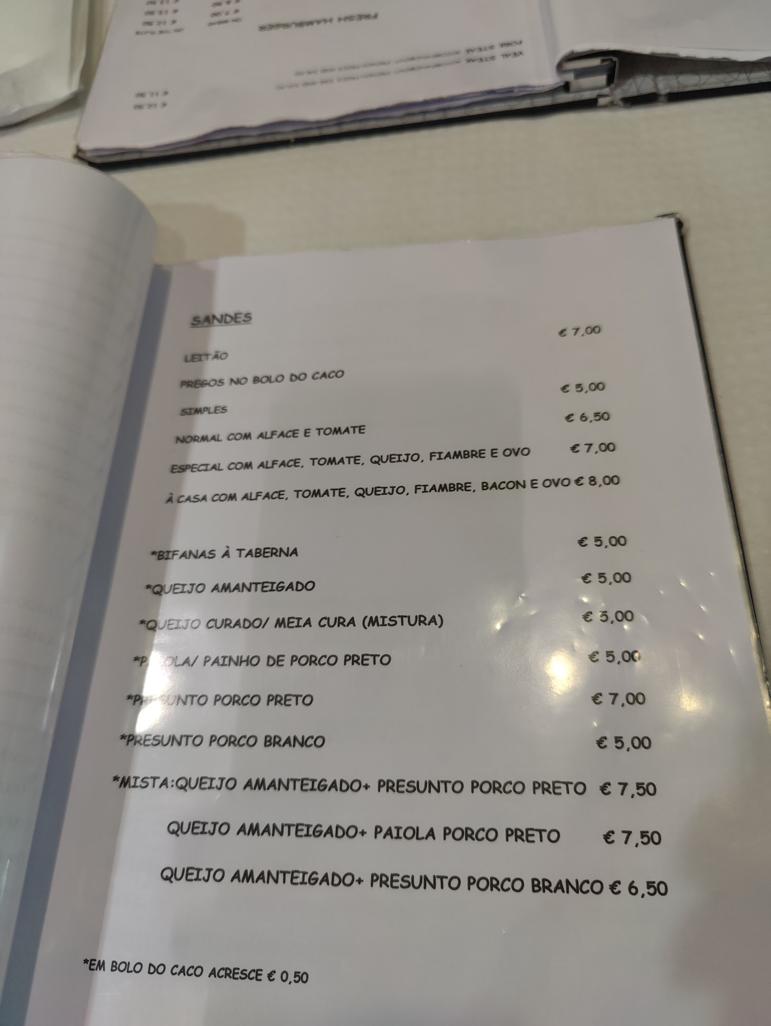 Taberna da Sé Menu