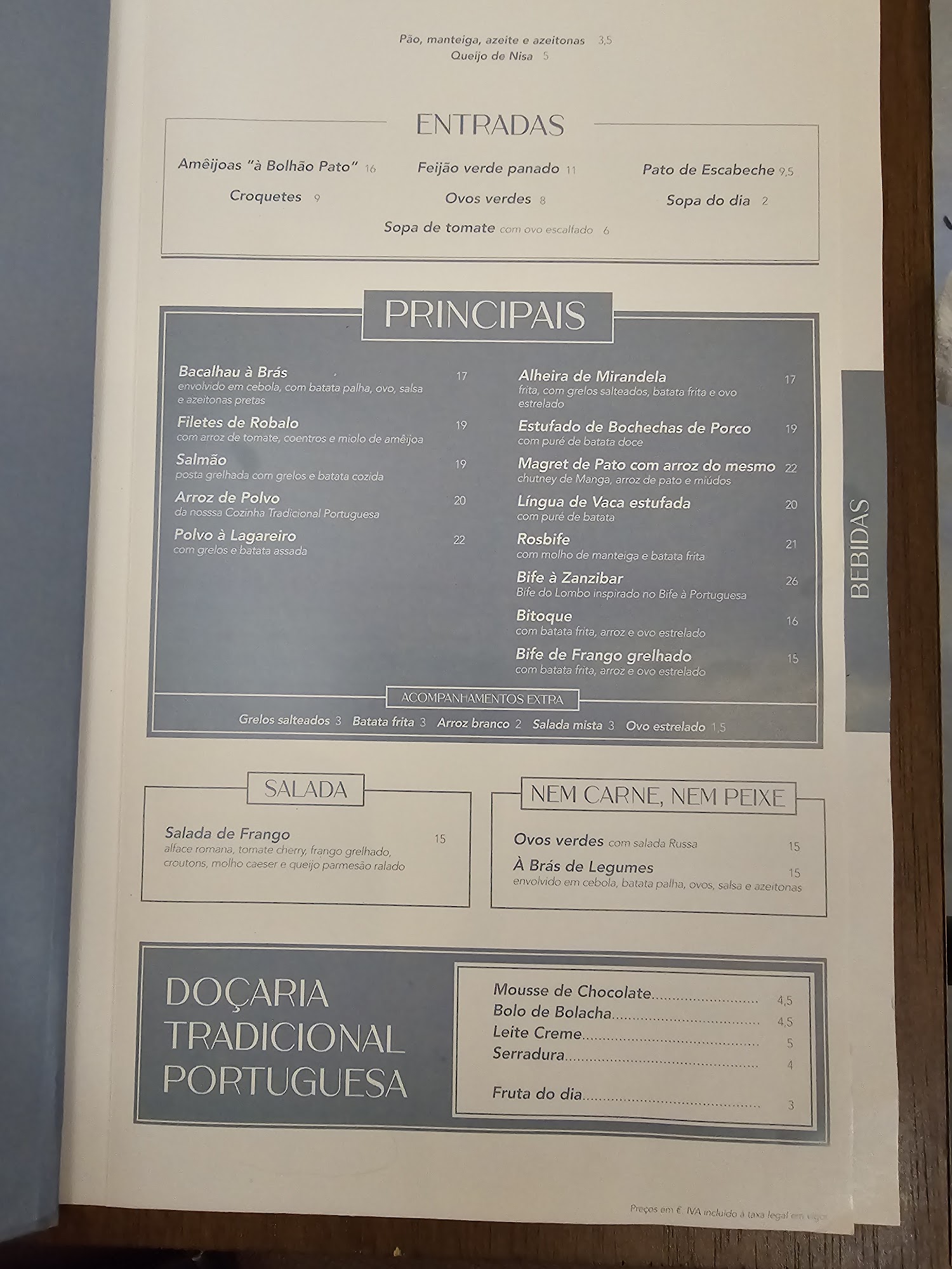 Restaurante Zanzibar Menu