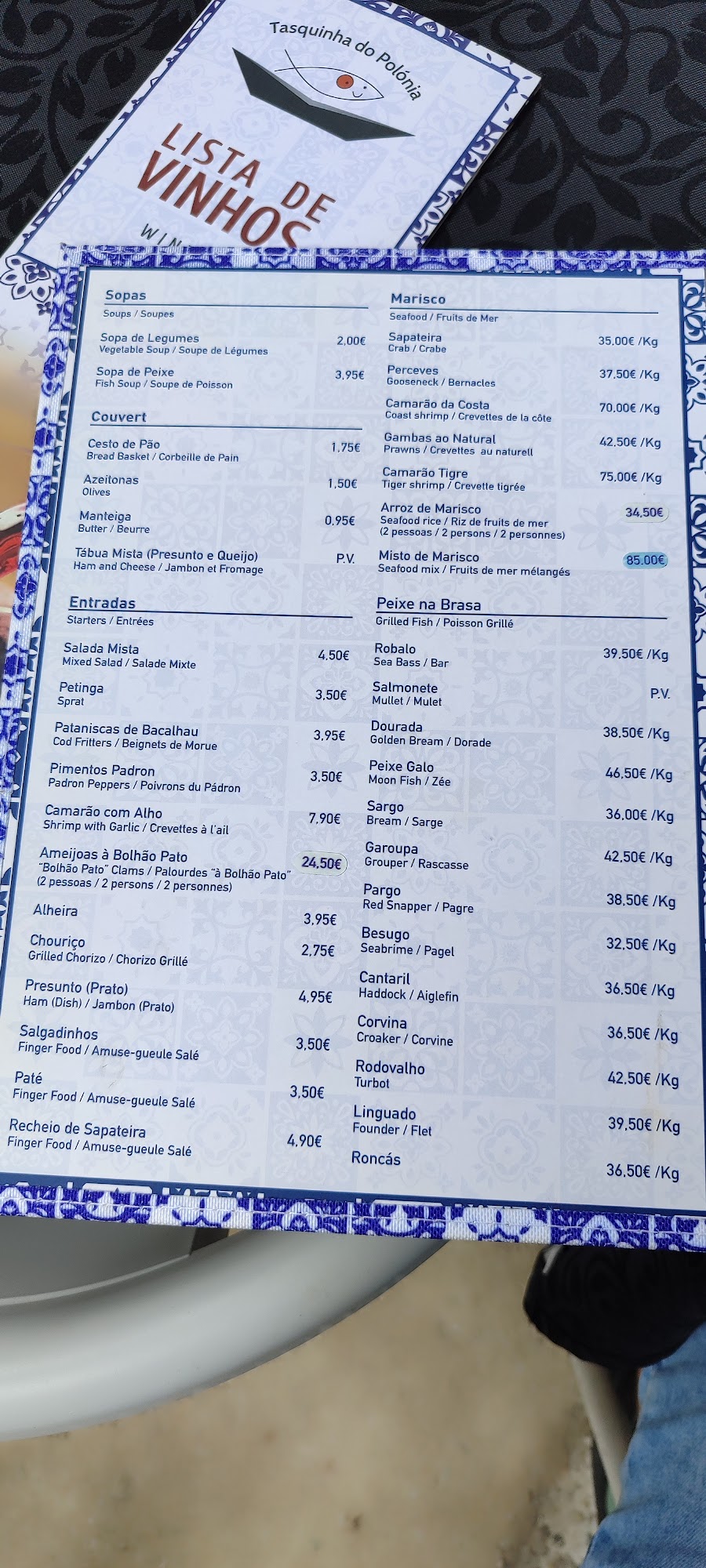 Tasquinha do Polónia Menu