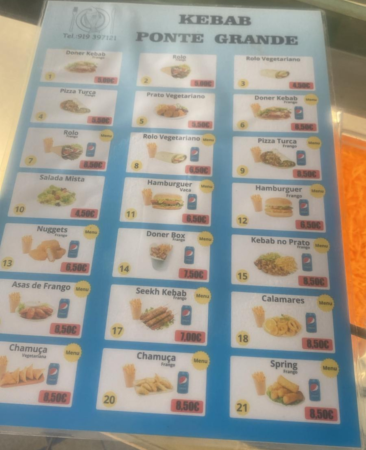 Restaurante Ponte Grande Menu