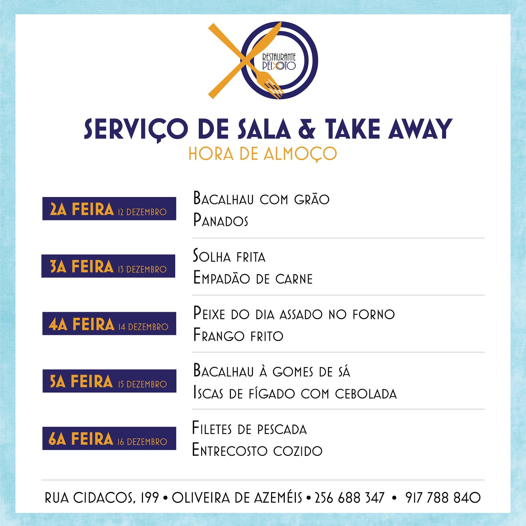 Restaurante PEIXOTO Menu