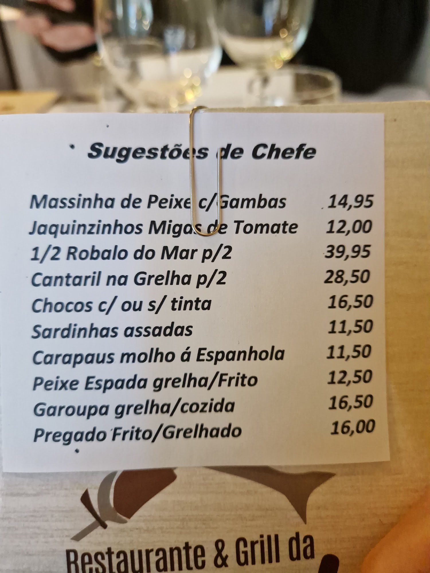 Restaurante & Grill da Parede (Restaurante e Grill) Menu