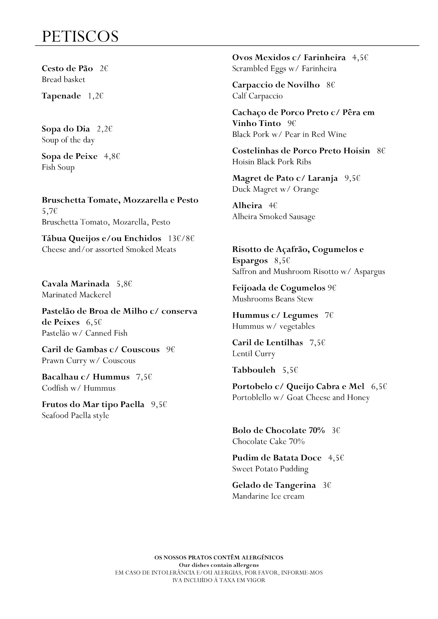 Nabos da pucara (Nabos da Púcara) Menu