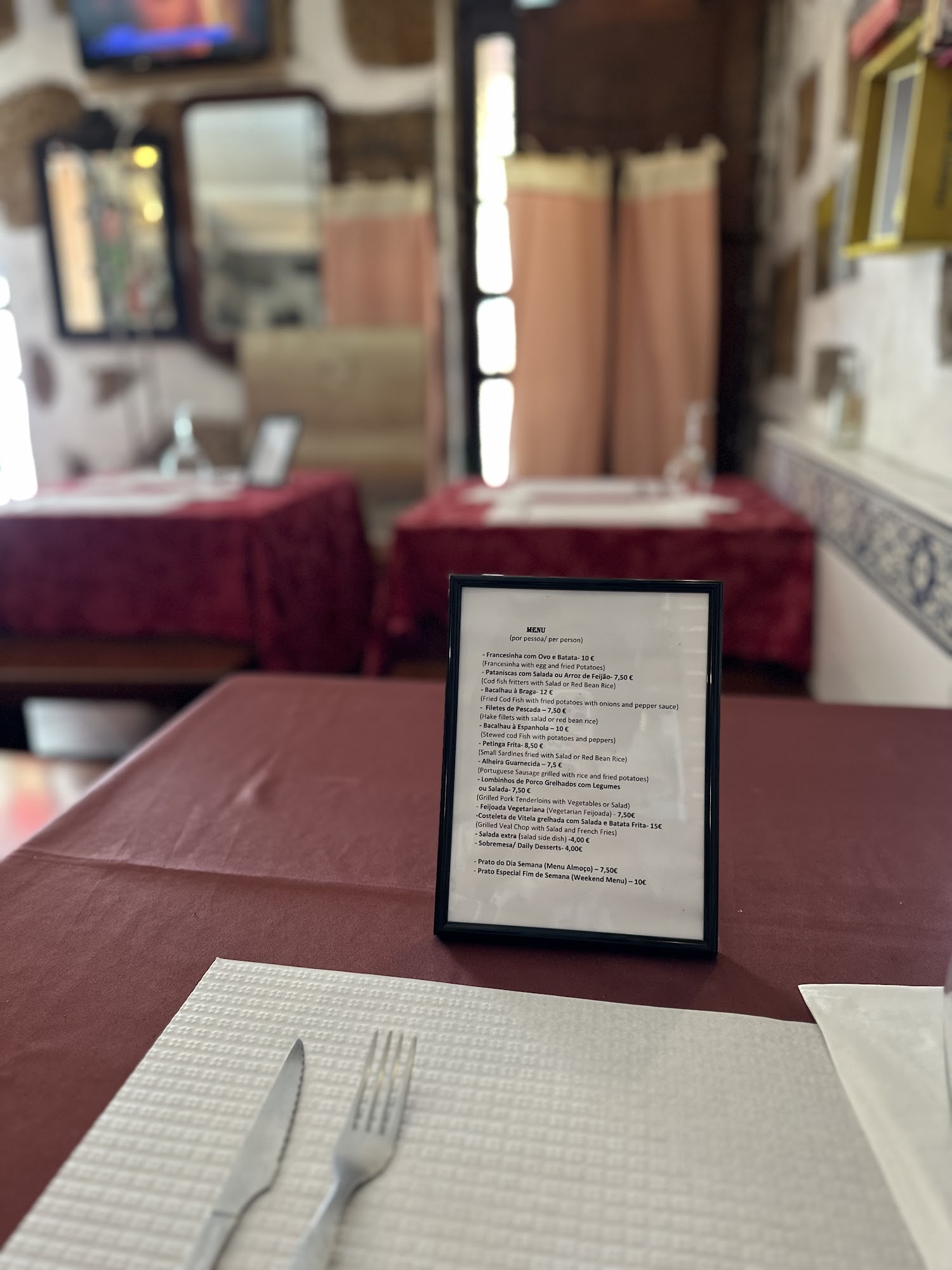 Taberna Porto à Noite Menu
