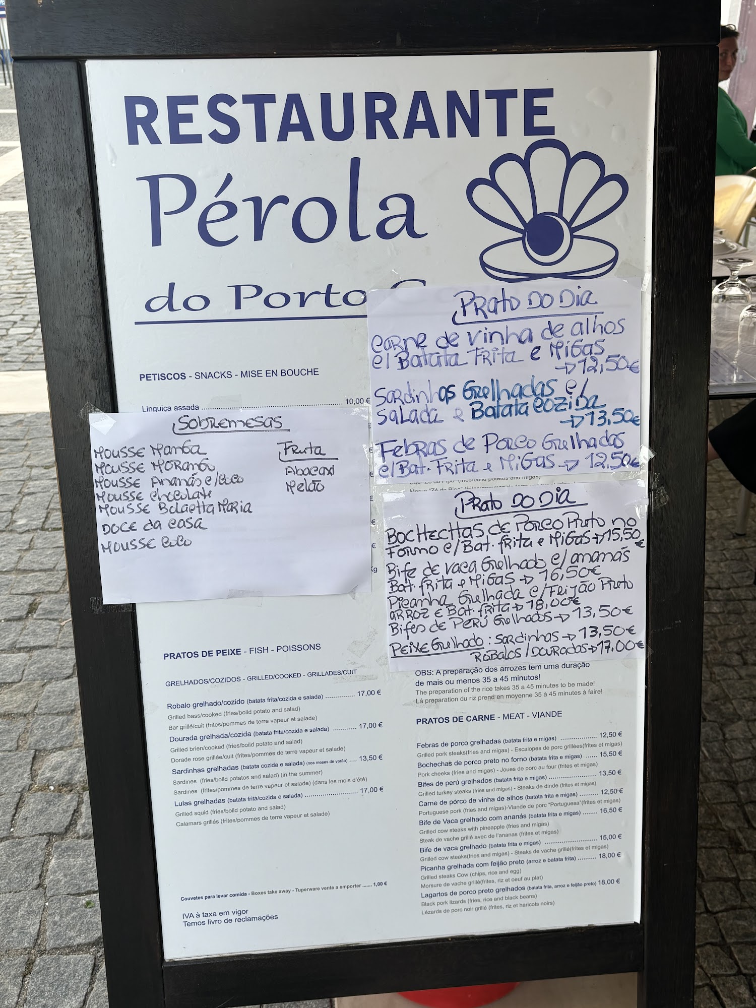 Pérola do Porto Covo Menu