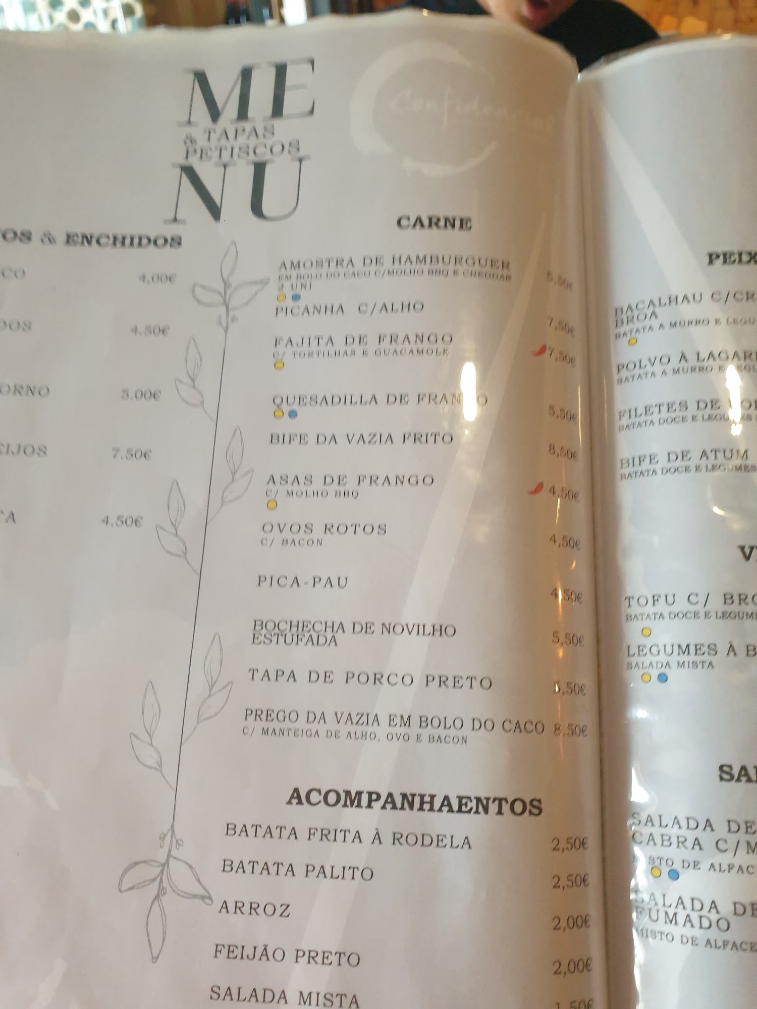 Confidencial Restaurante | Tapas & Vinhos Menu