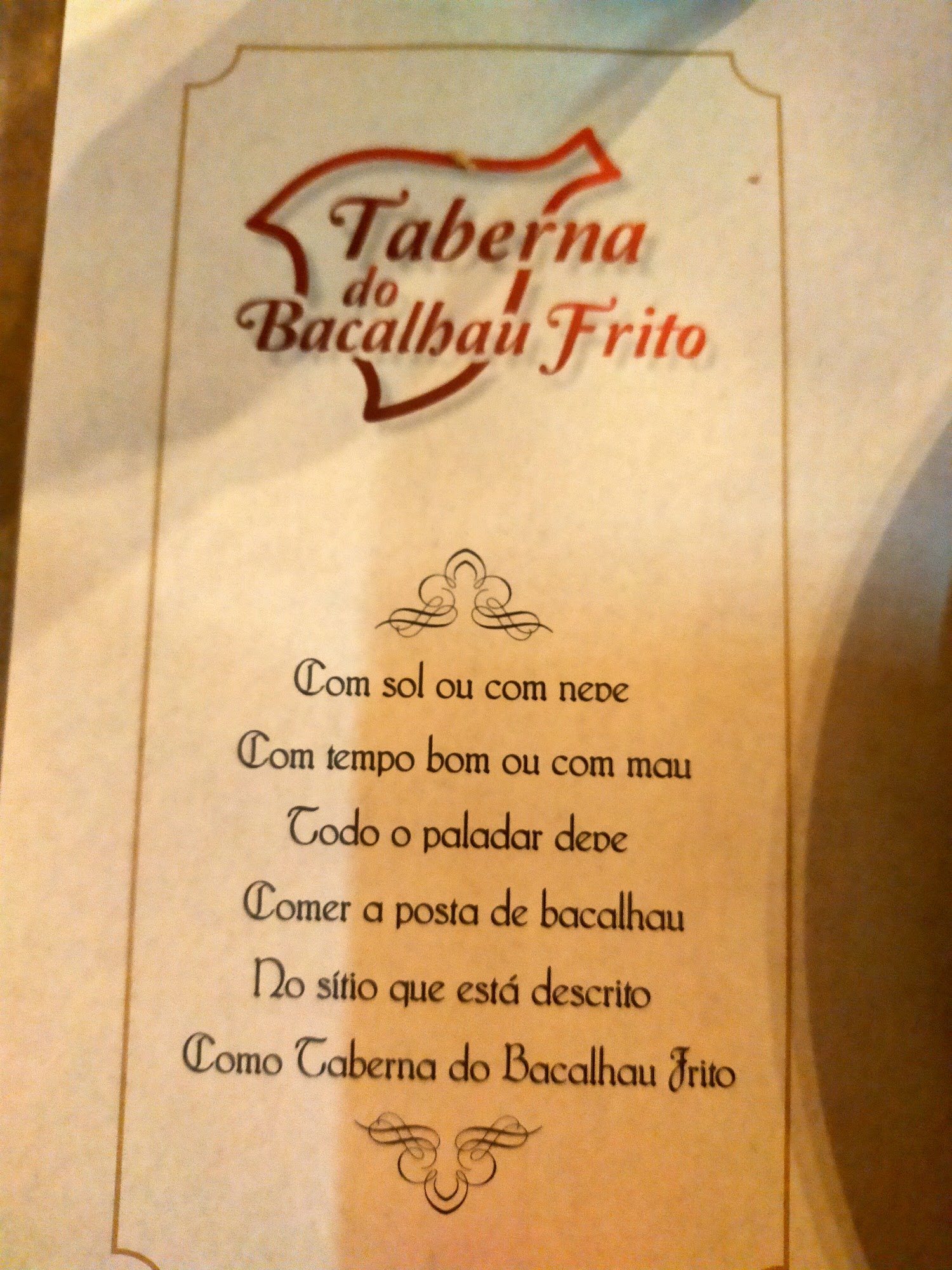 Taberna do Bacalhau Frito Menu
