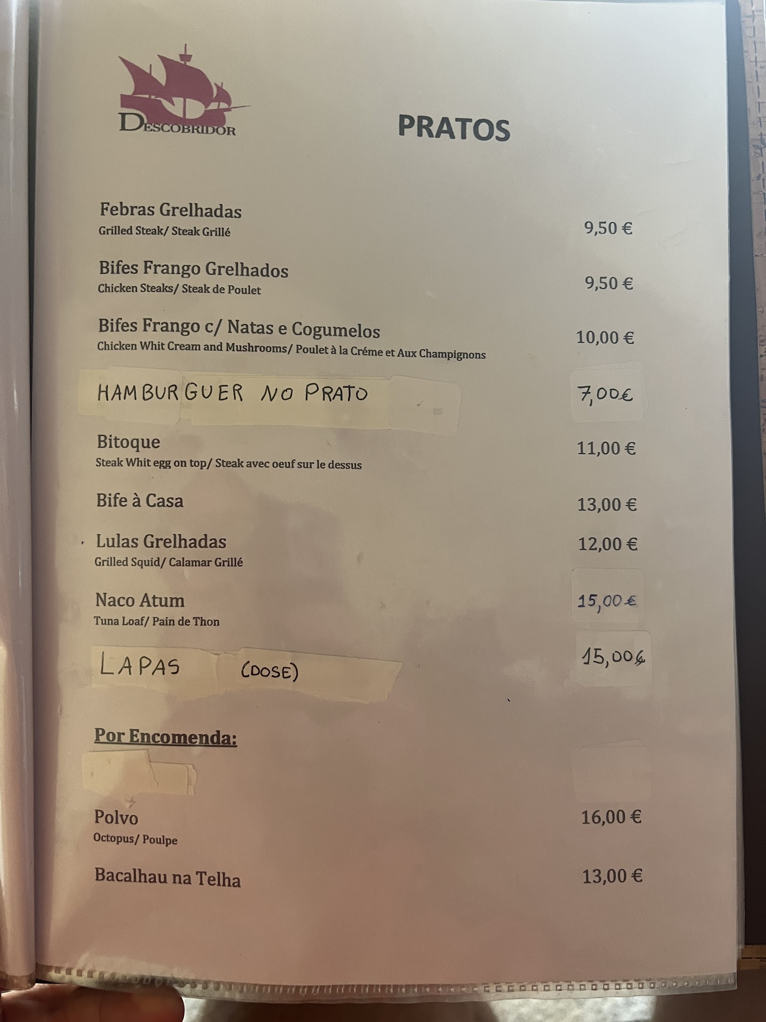 O Descobridor Menu