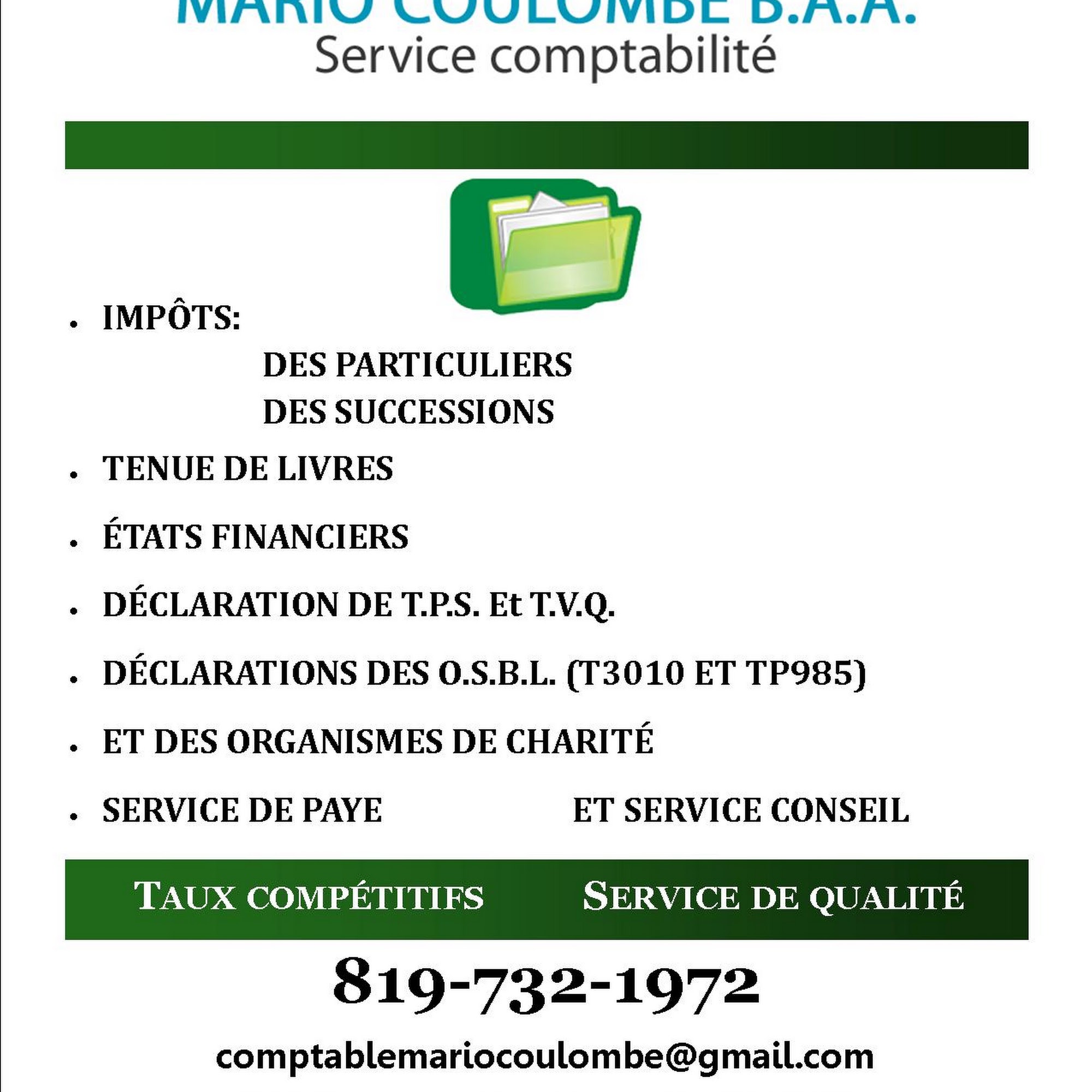 Service Comptabilité Mario Coulombe B.A.A.