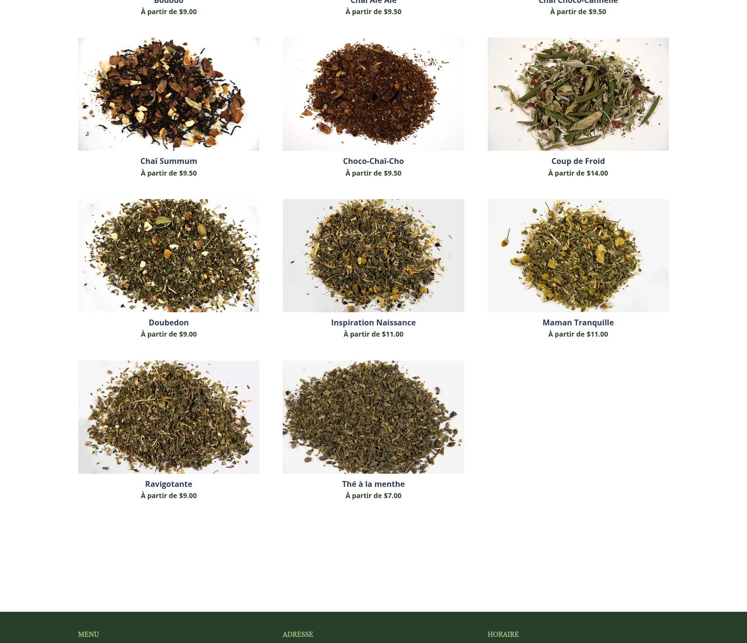 Maison de Thé La Théière à l'Envers Menu