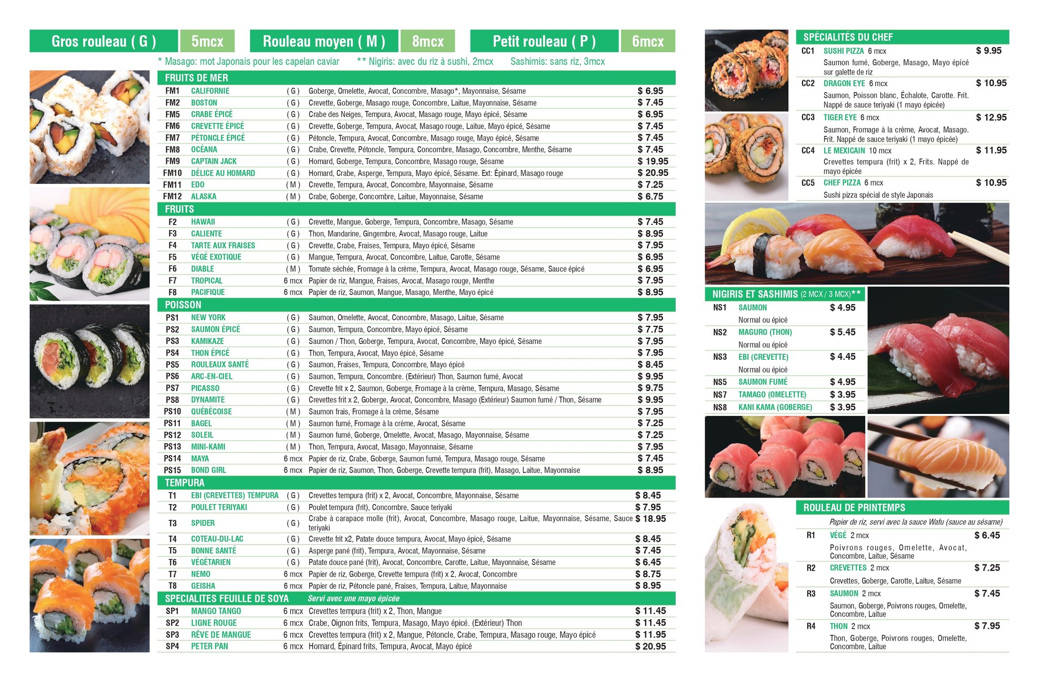 Sushi Santé Menu