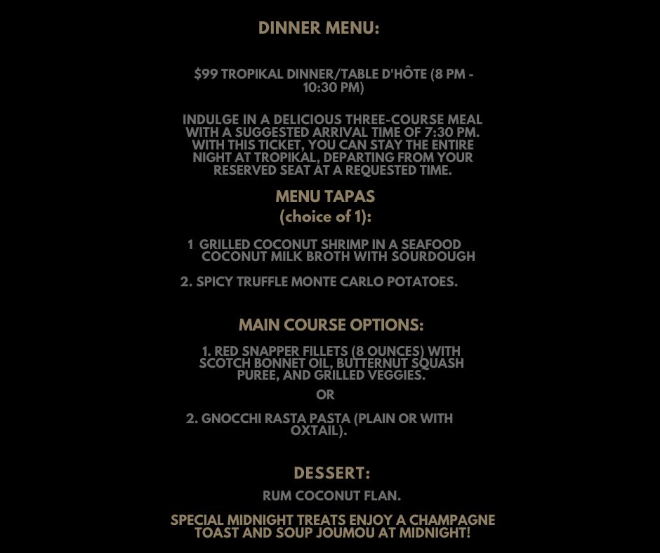 Le Tropik Resto-Bar Menu