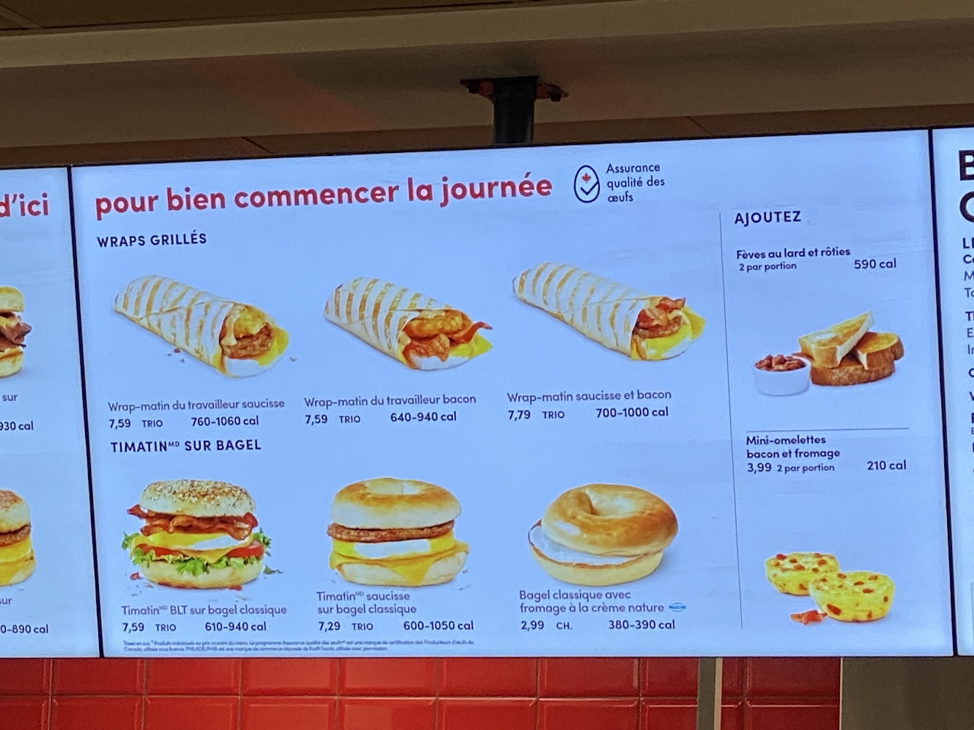Tim Hortons Menu