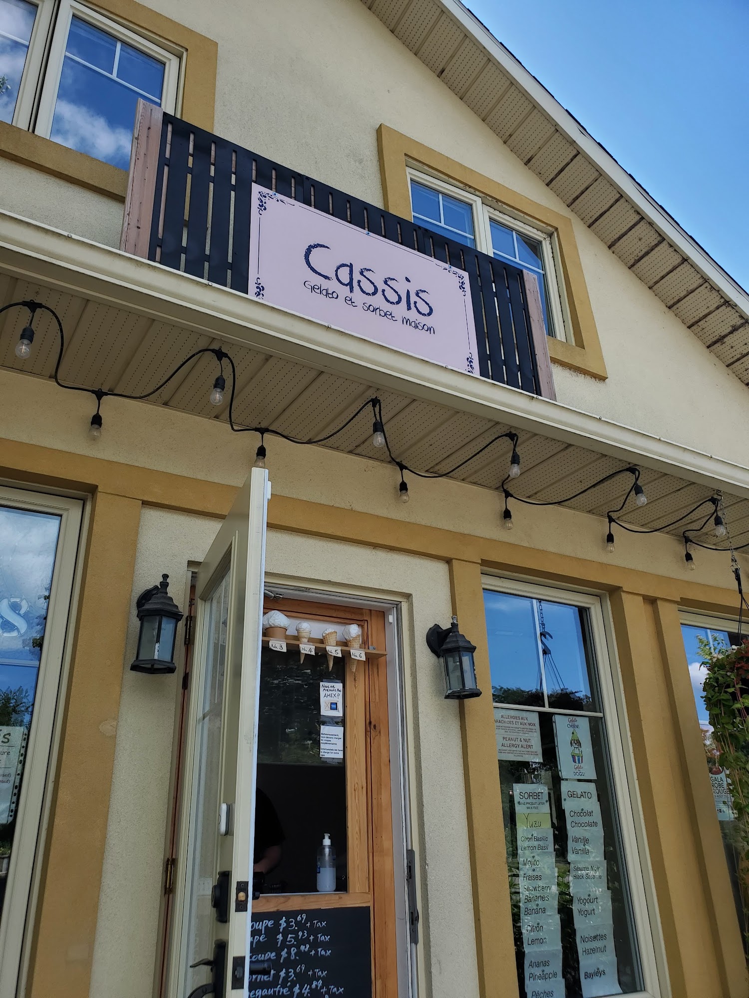 Cassis Home-Made Gelato and Sorbet Menu