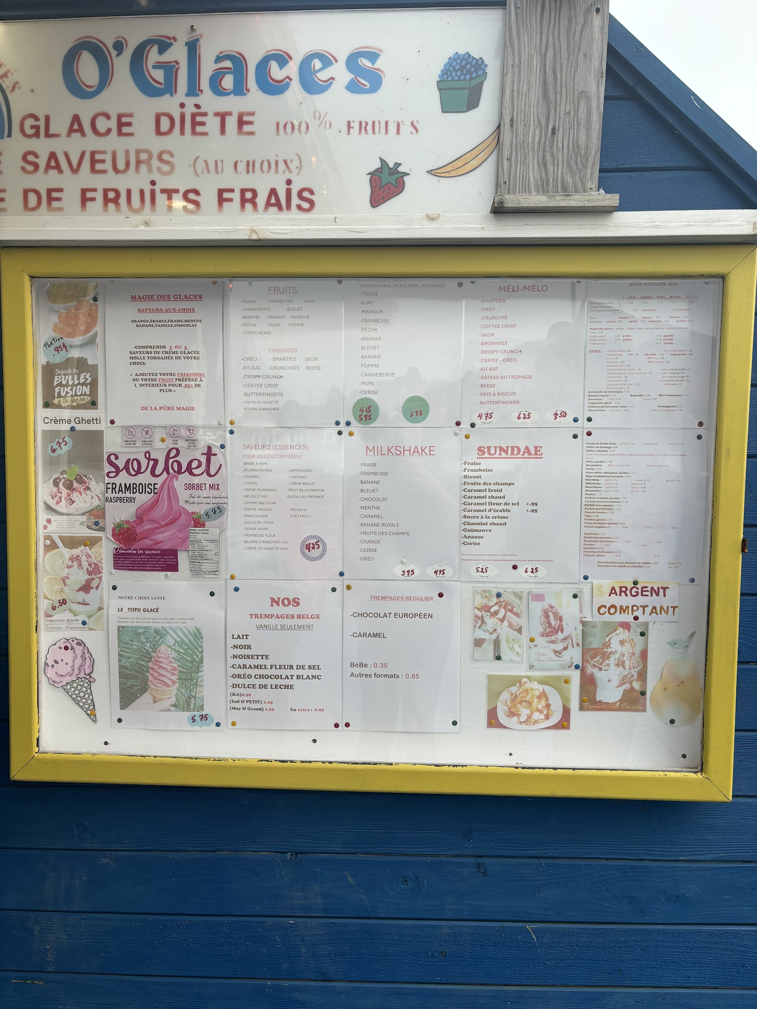 Bar Laitier O'Glaces Menu