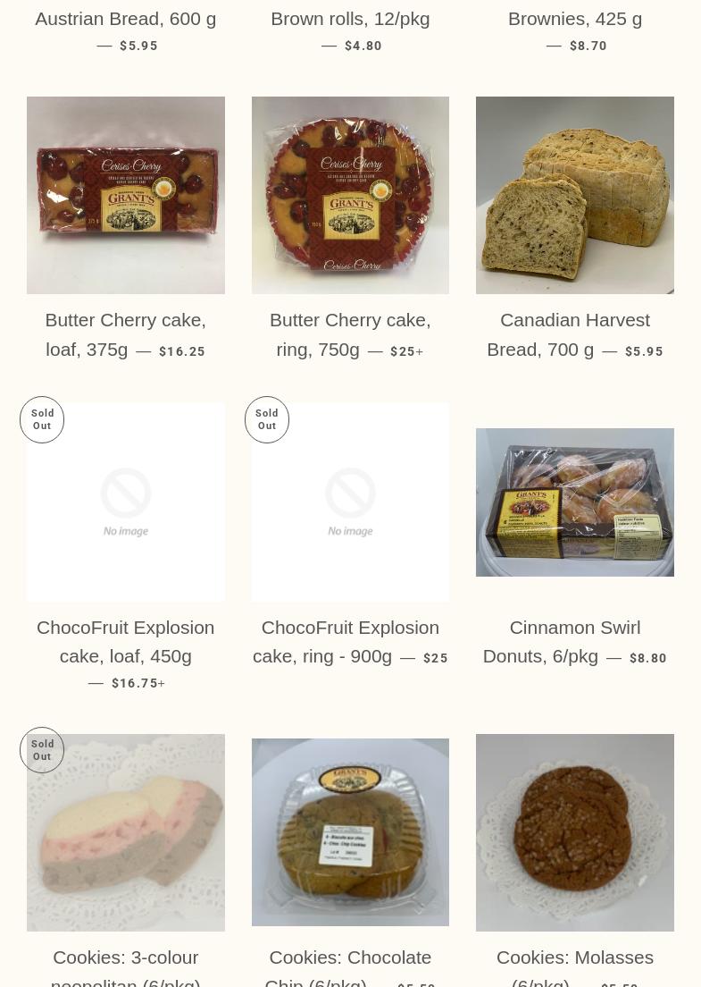 Grant's Bakery (store) — Boulangerie Grant’s (magasin) Menu