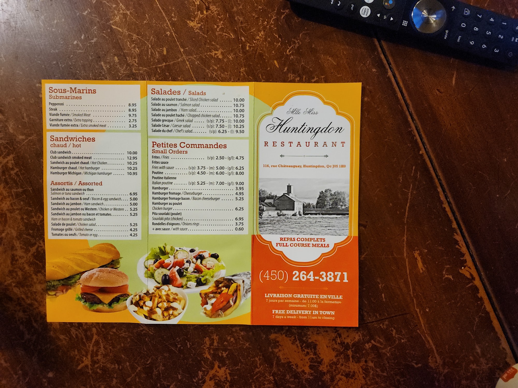 Miss Huntingdon Restaurant Menu