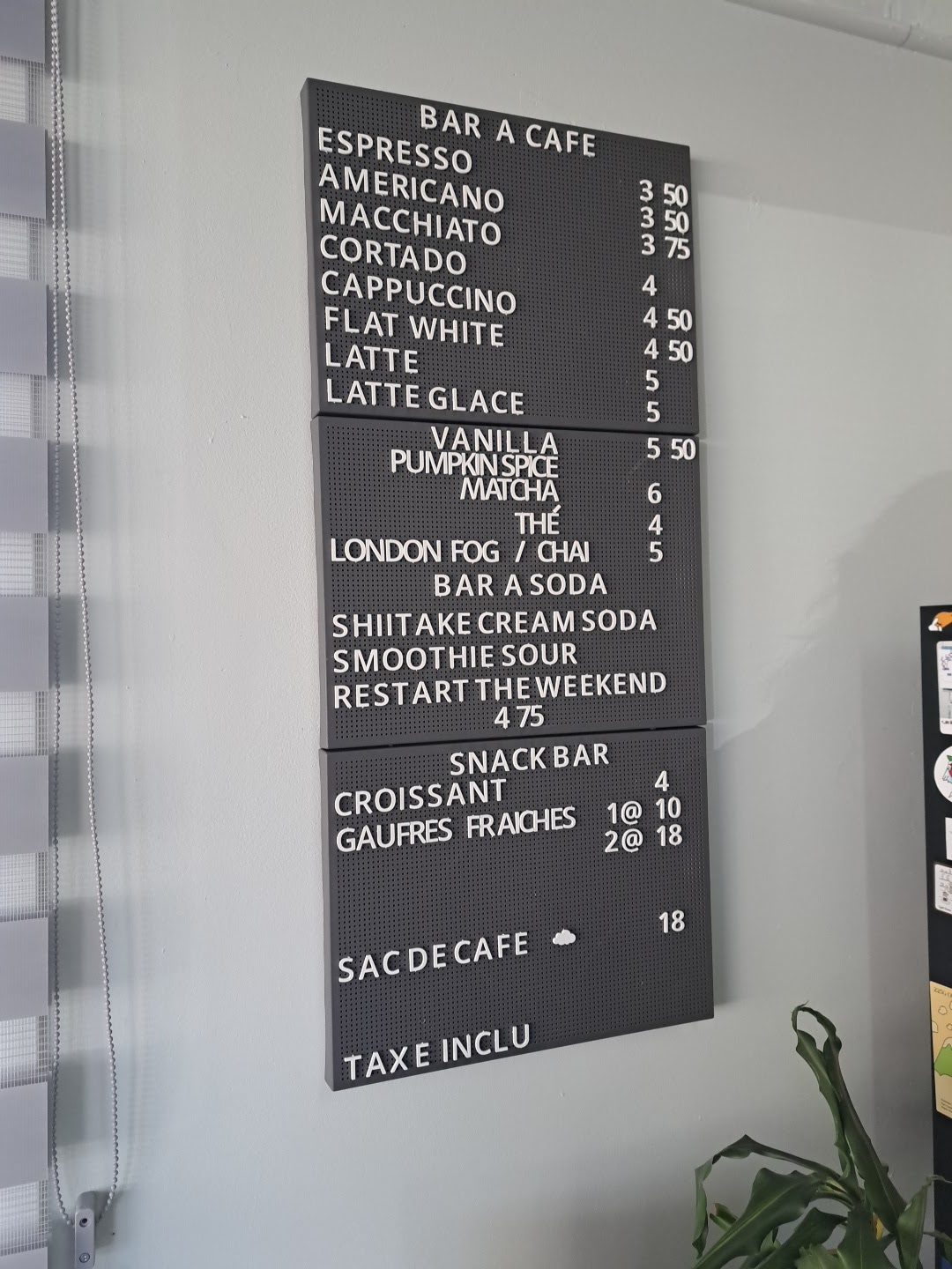 JREAM Café Menu