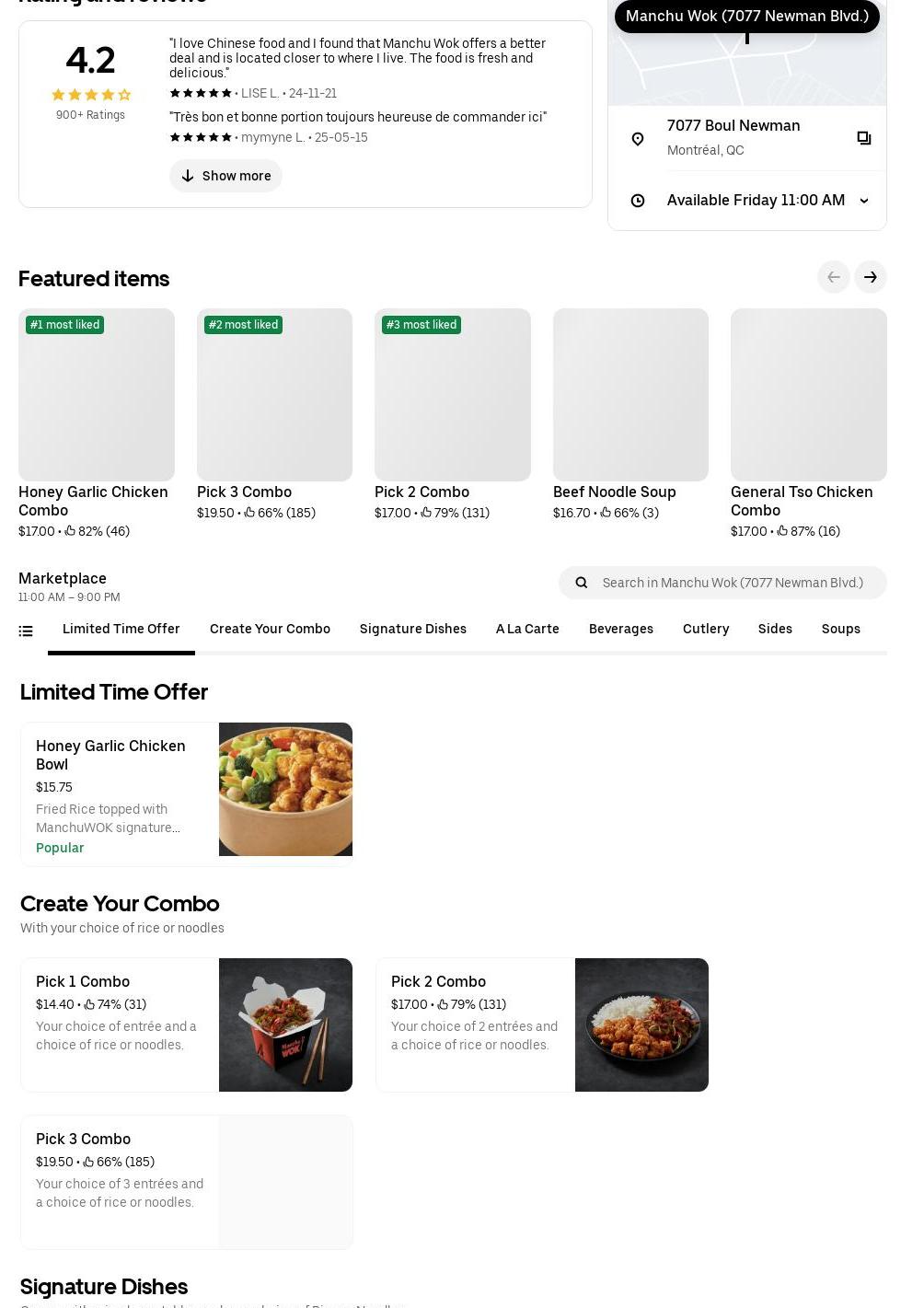 Manchu Wok Menu
