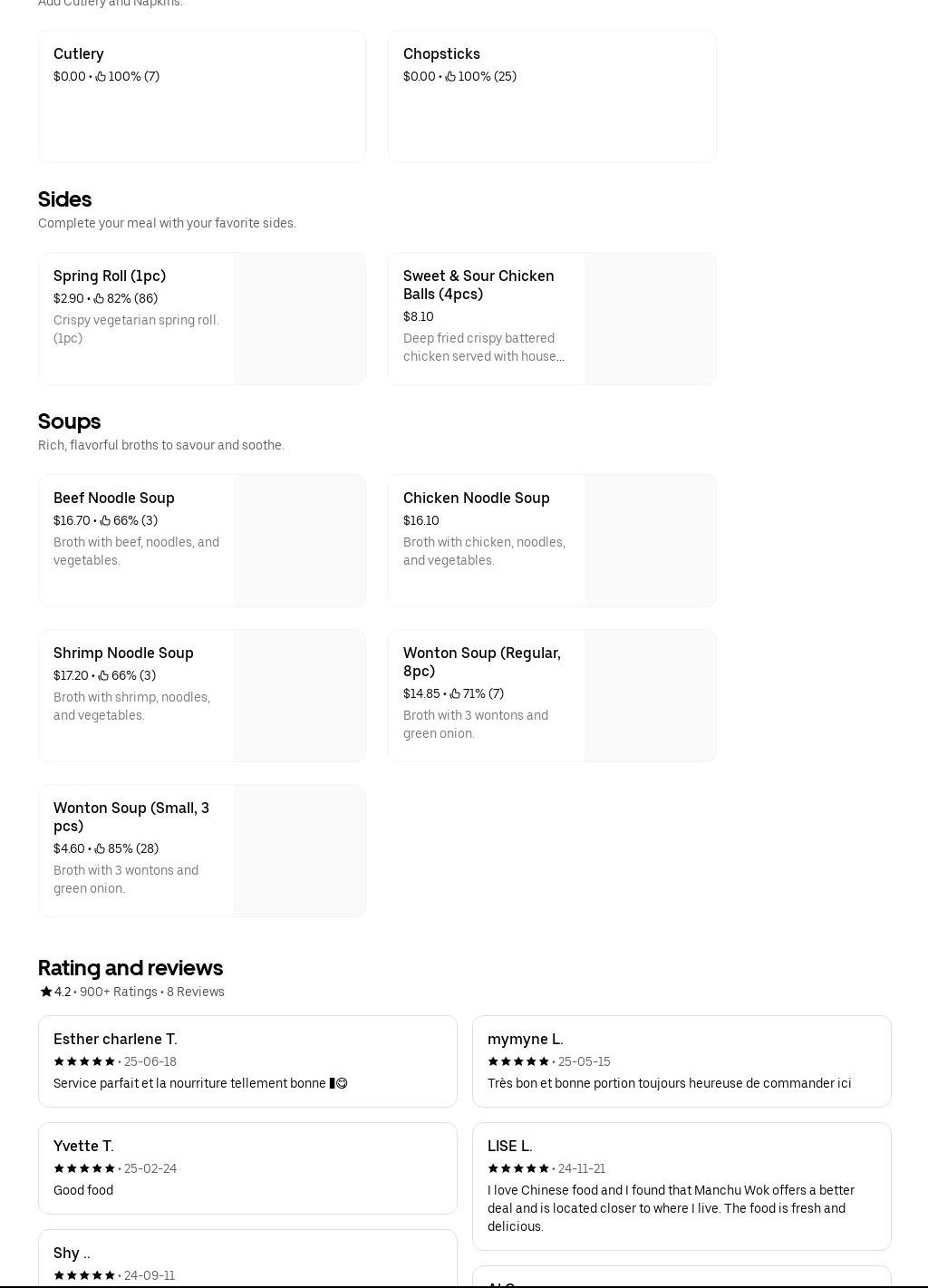 Manchu Wok Menu