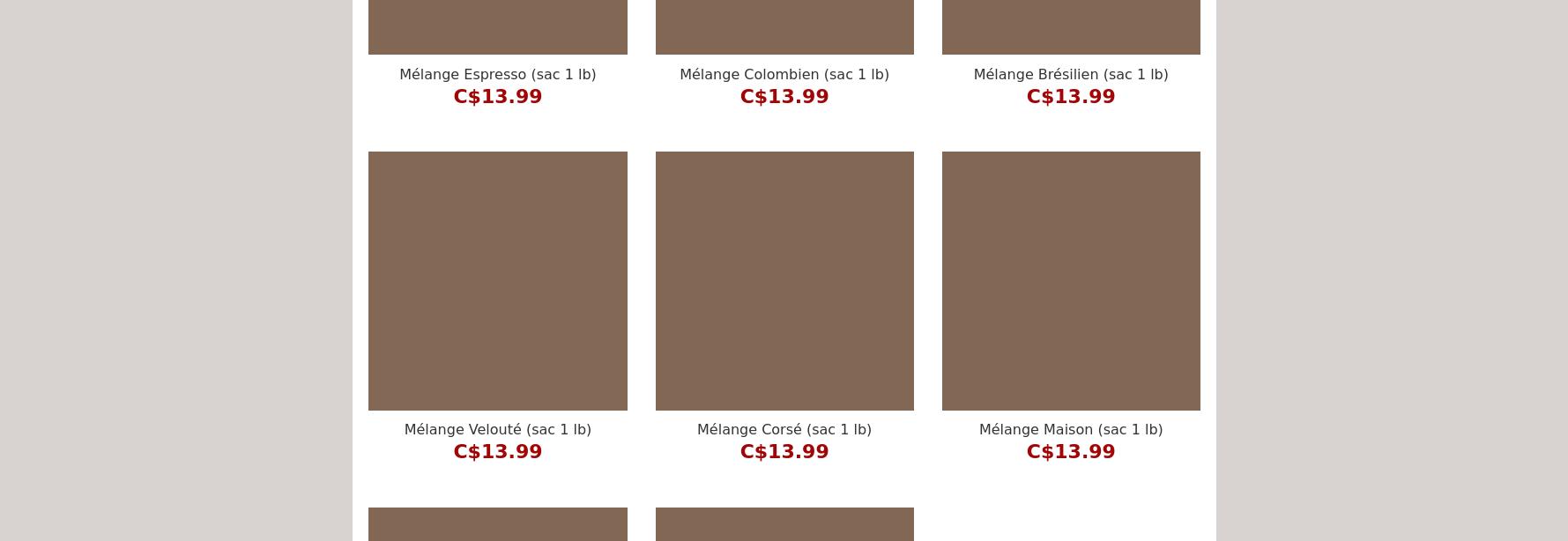 Café Nova Brazilia | Brûlerie Menu