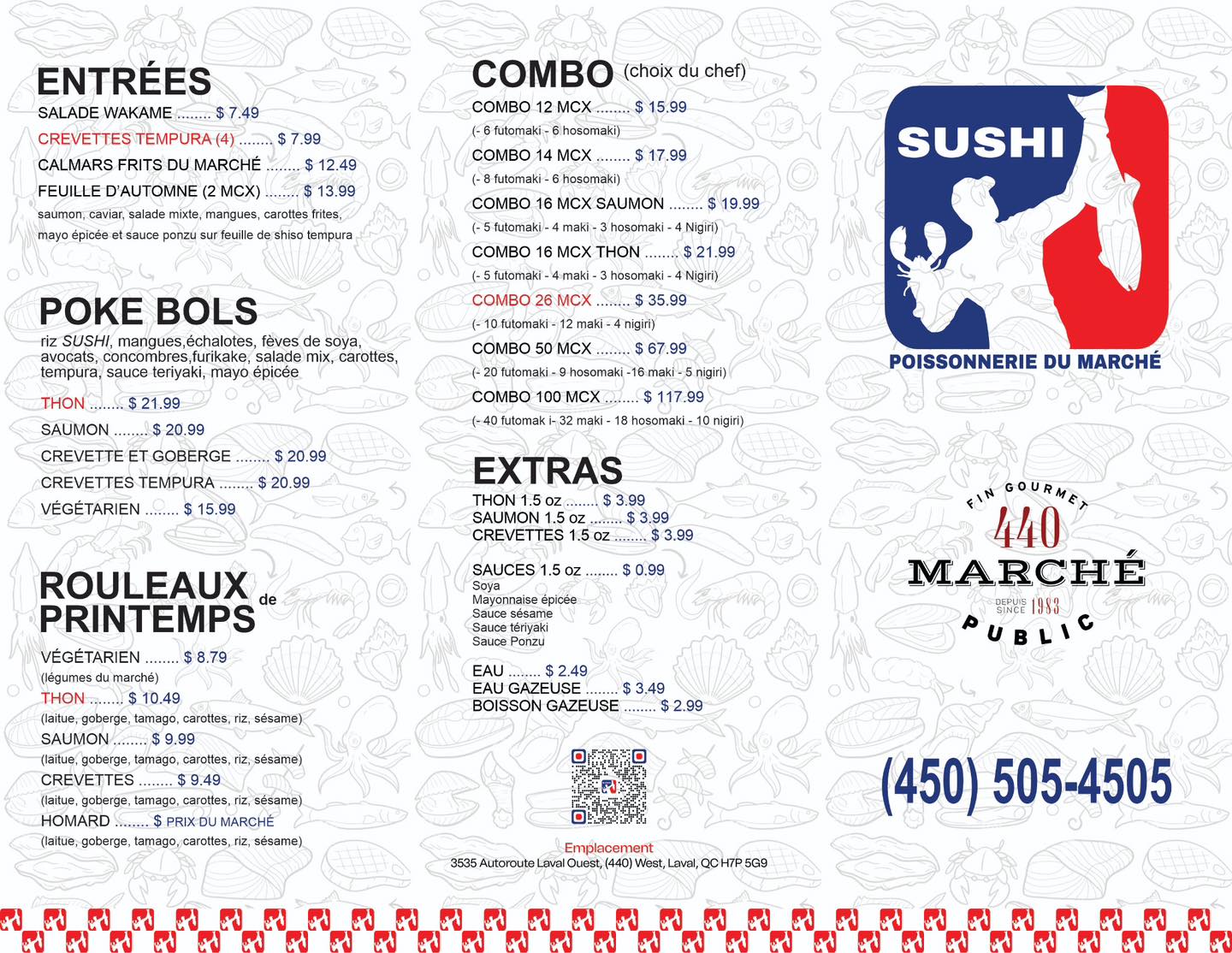 Poissonnerie du Marché Menu