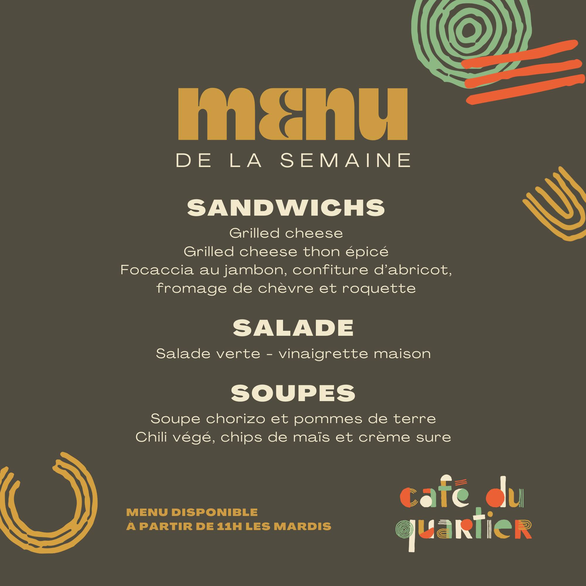 Café du quartier Menu