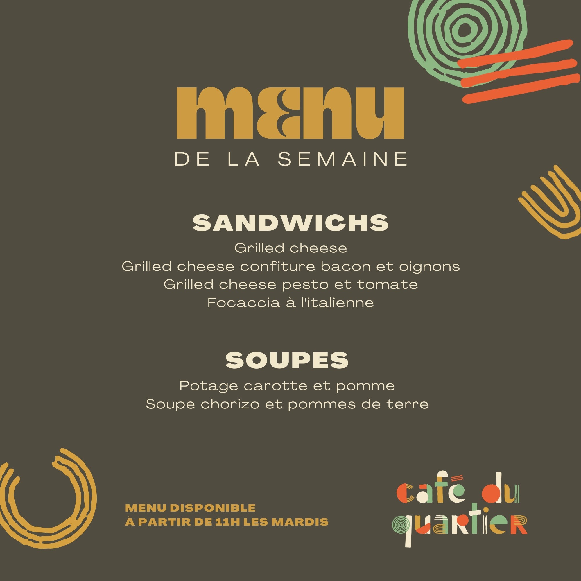 Café du quartier Menu