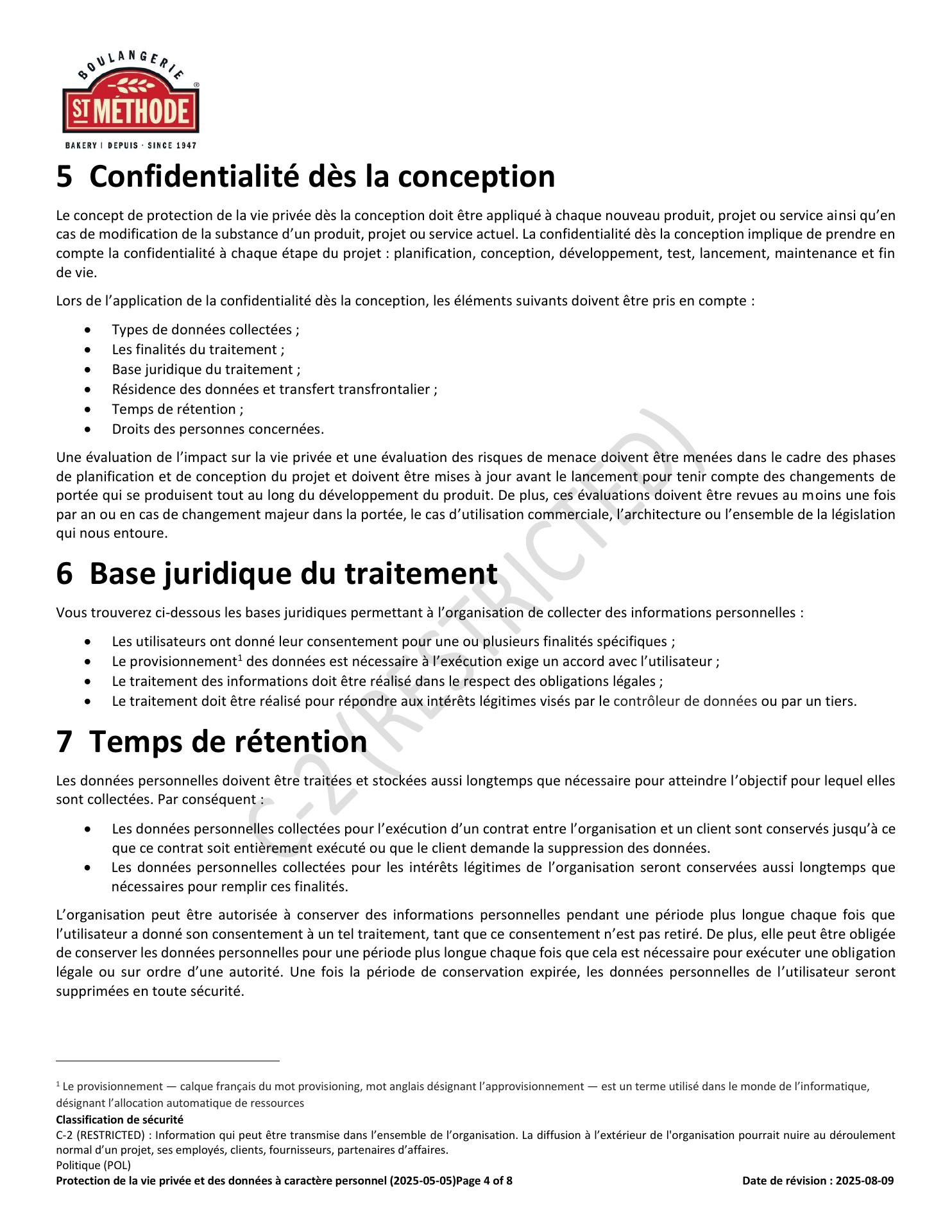 Boulangerie St-Méthode Menu