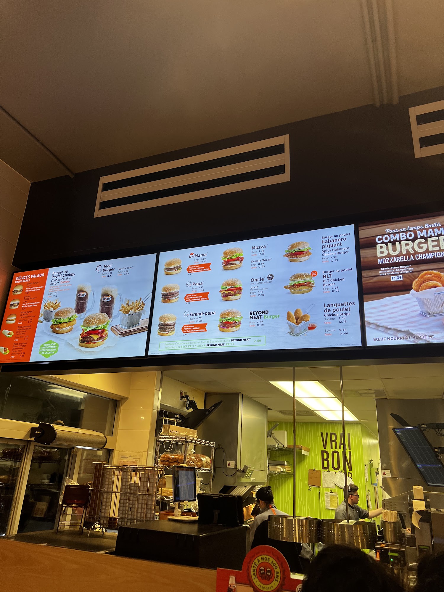 A&W Canada Menu