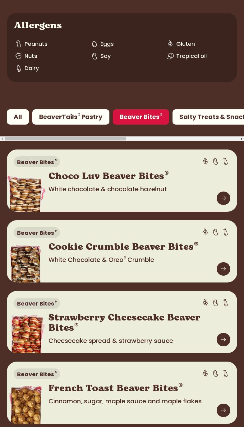 Beaver Tails Menu