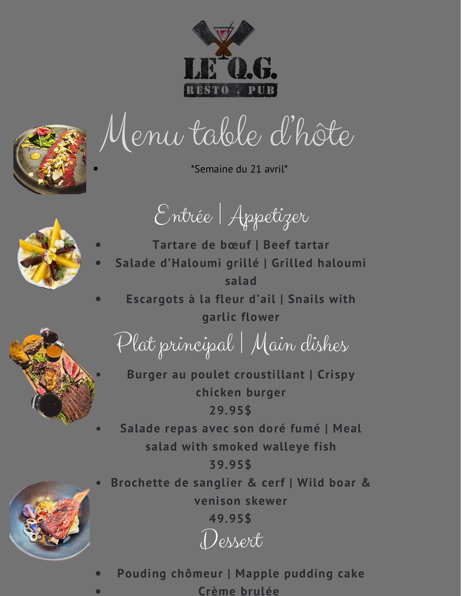 Le Q.g. Menu