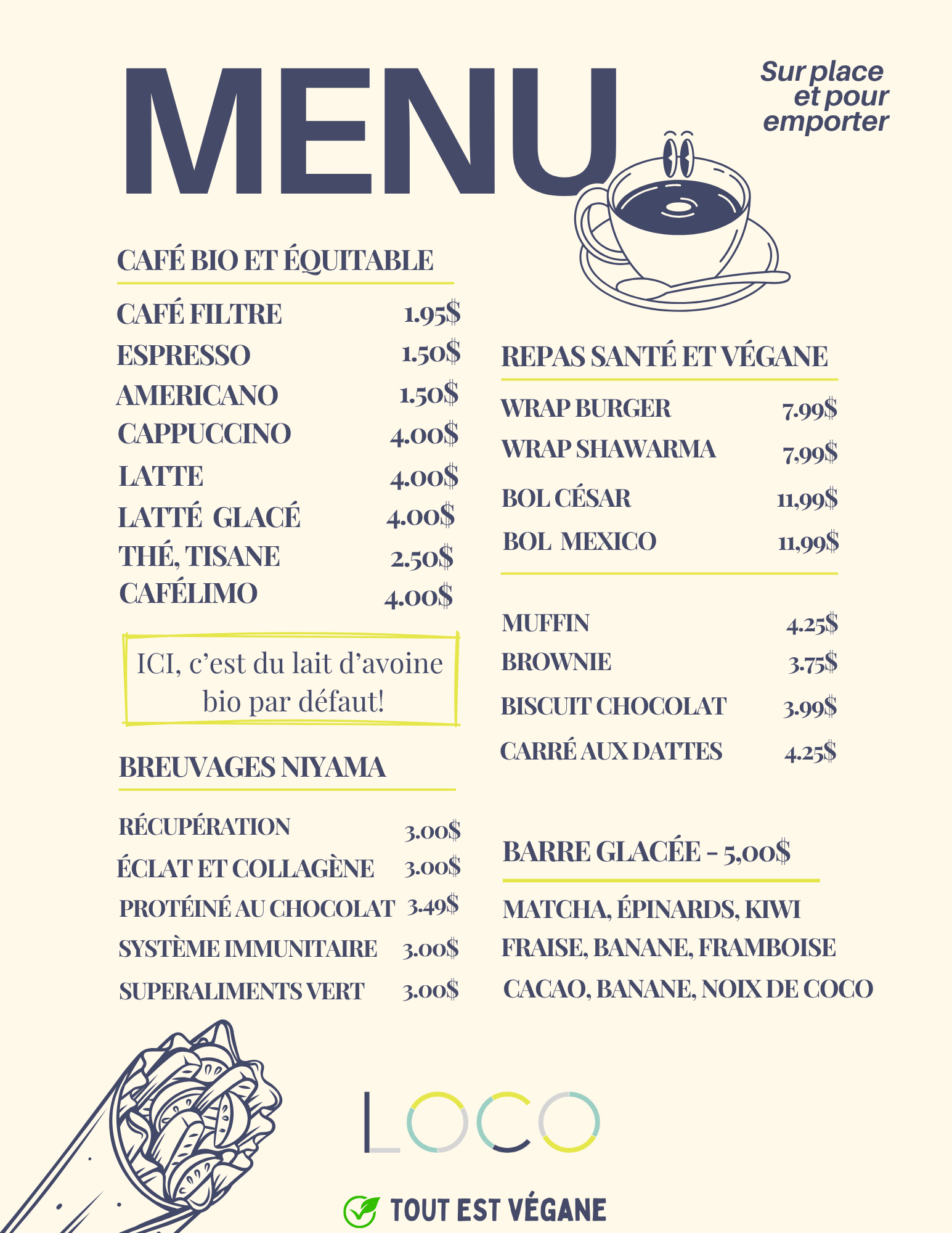 LOCO Castelnau Menu