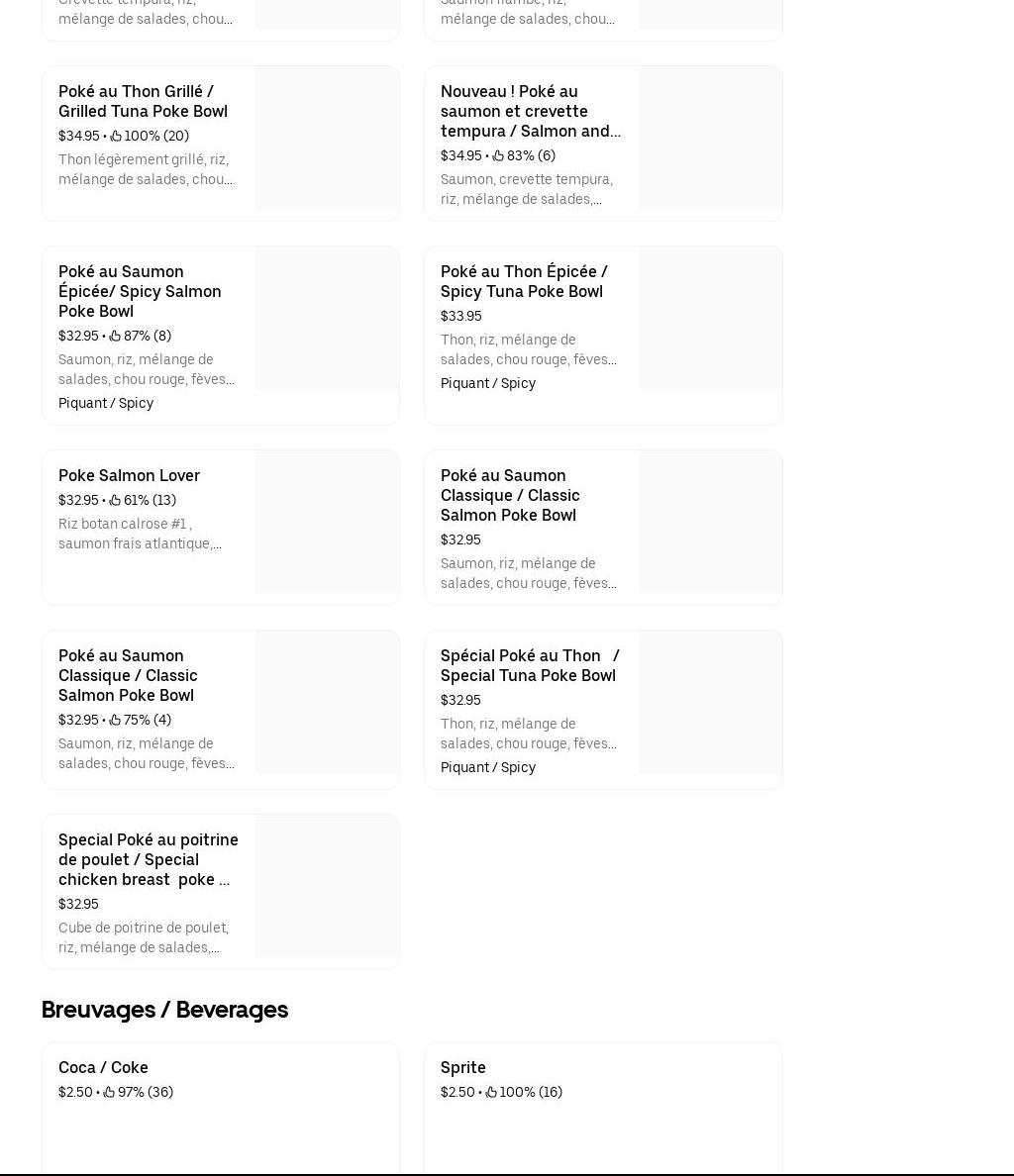 Poke Bolbar ( Sainte-Catherine) Menu