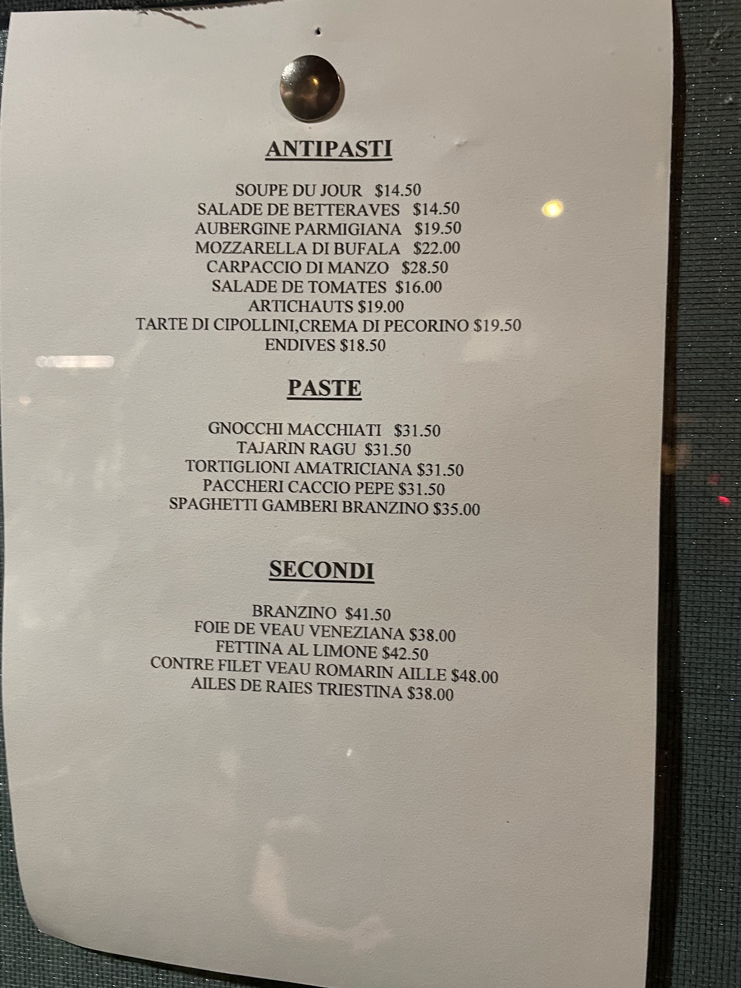 Il Pagliaccio Menu