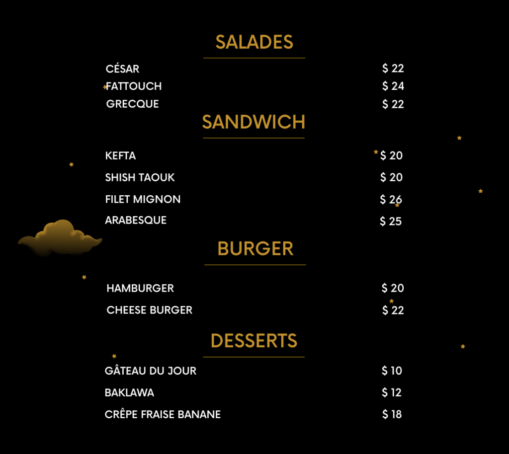 Arabesque Menu