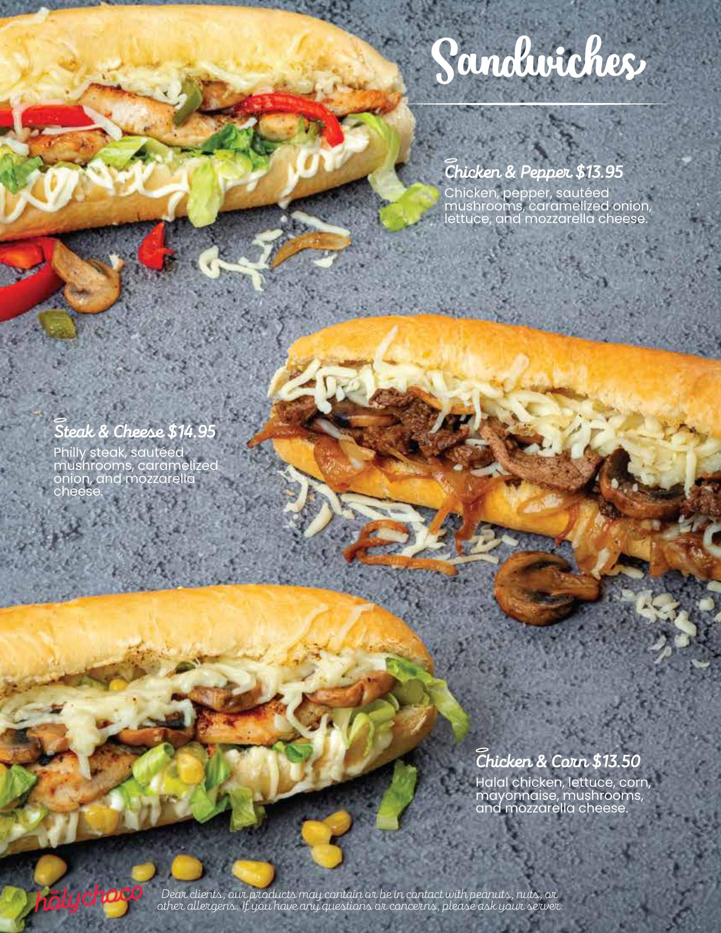 holychoco Montréal Menu