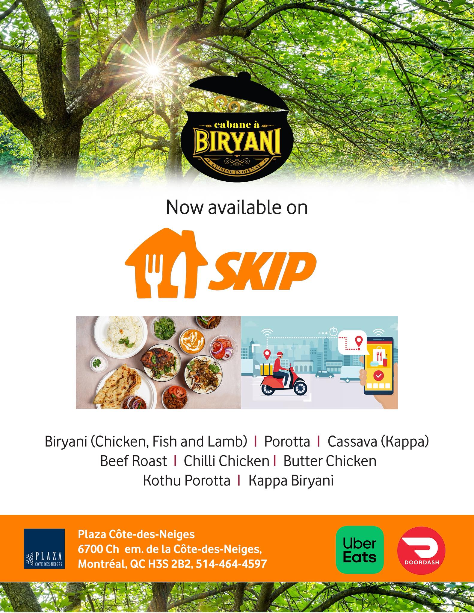 Cabane à Biryani Menu