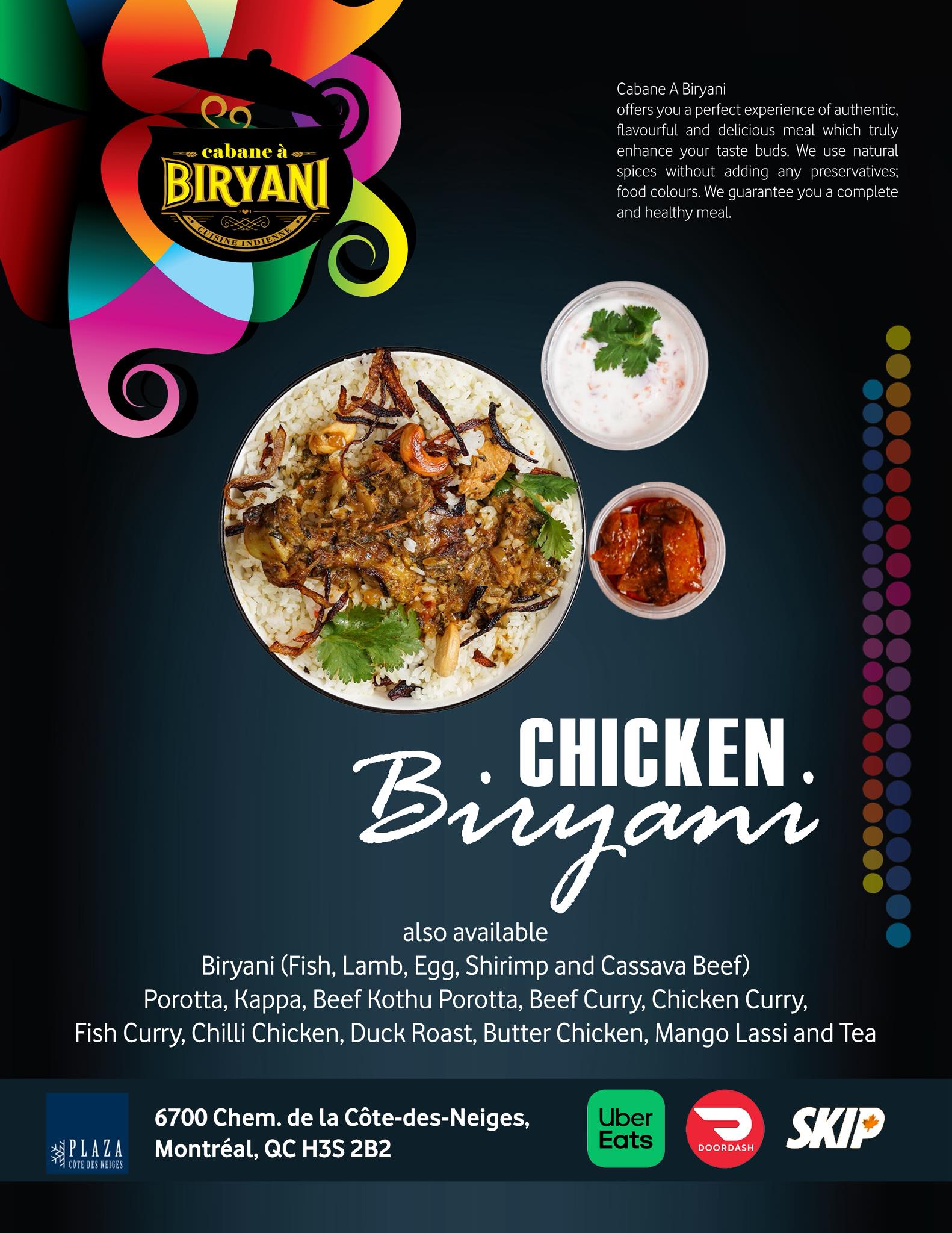 Cabane à Biryani Menu