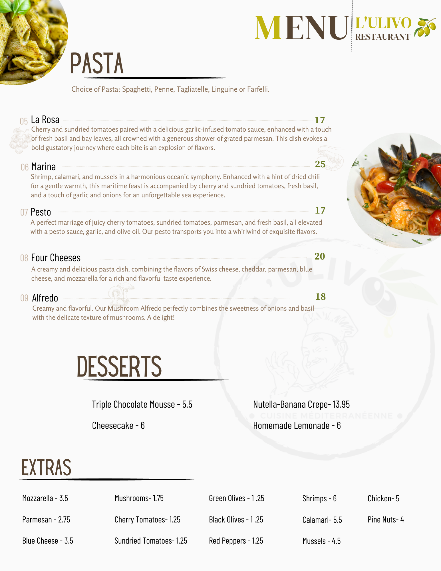 L'Ulivo Restaurant Menu