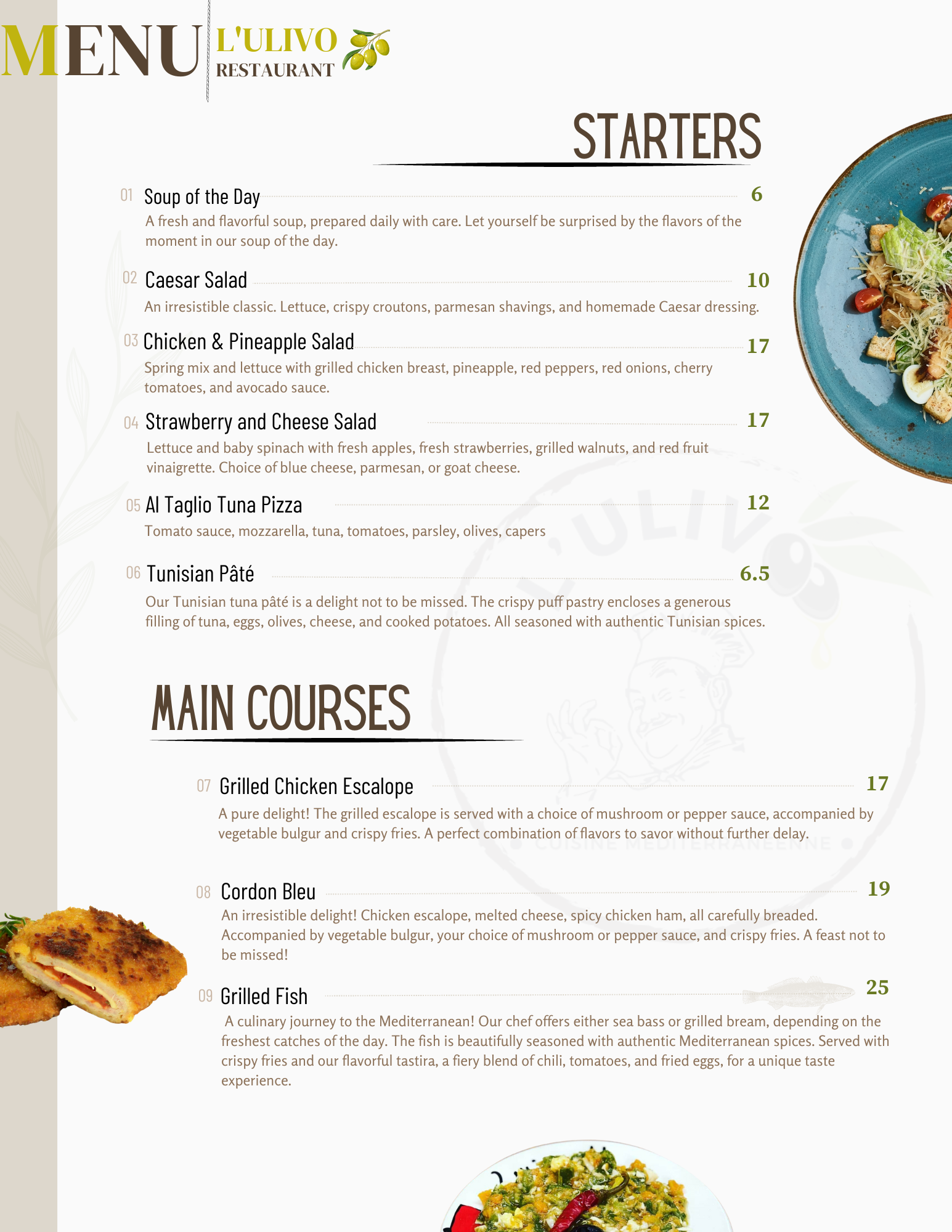 L'Ulivo Restaurant Menu