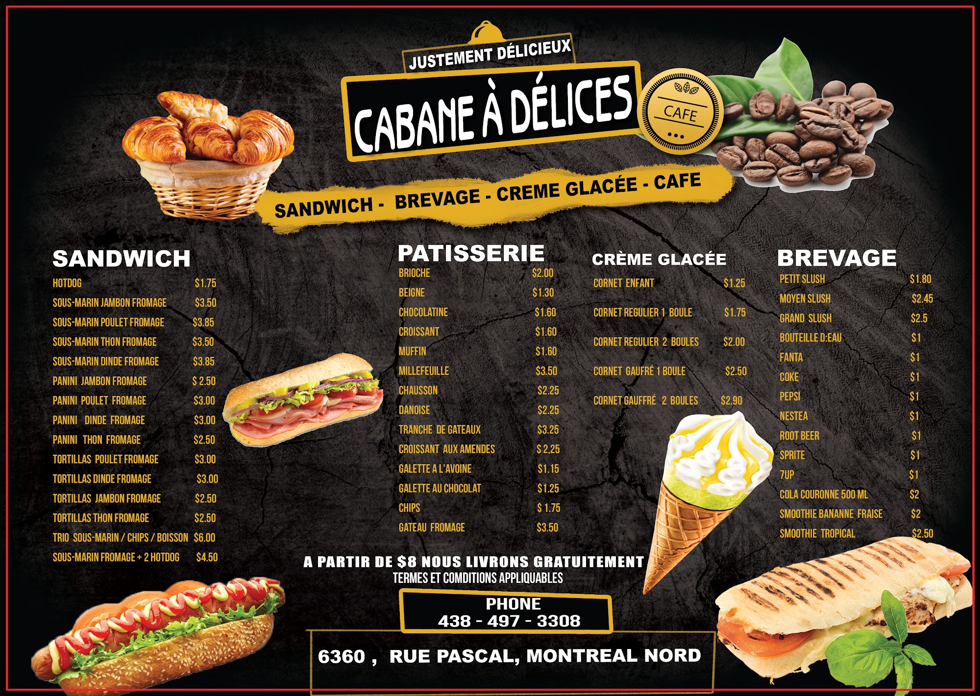 CABANE À DÉLICES Menu