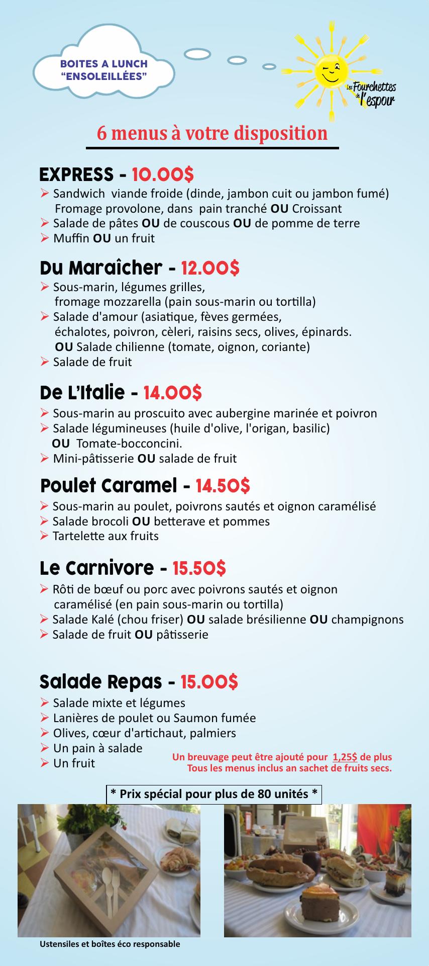 Fourchettes De L'Espoir Menu