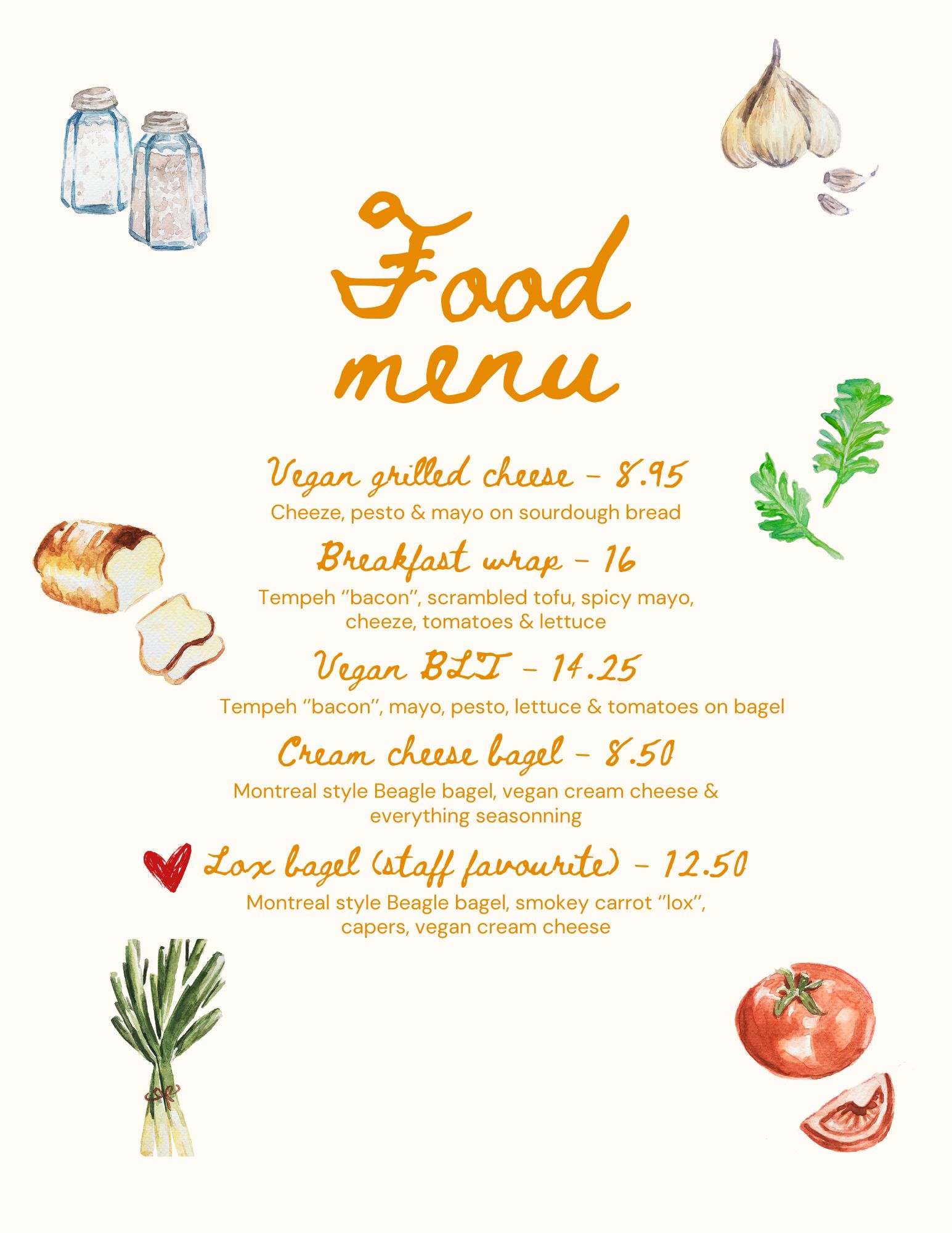 Cass Café Menu
